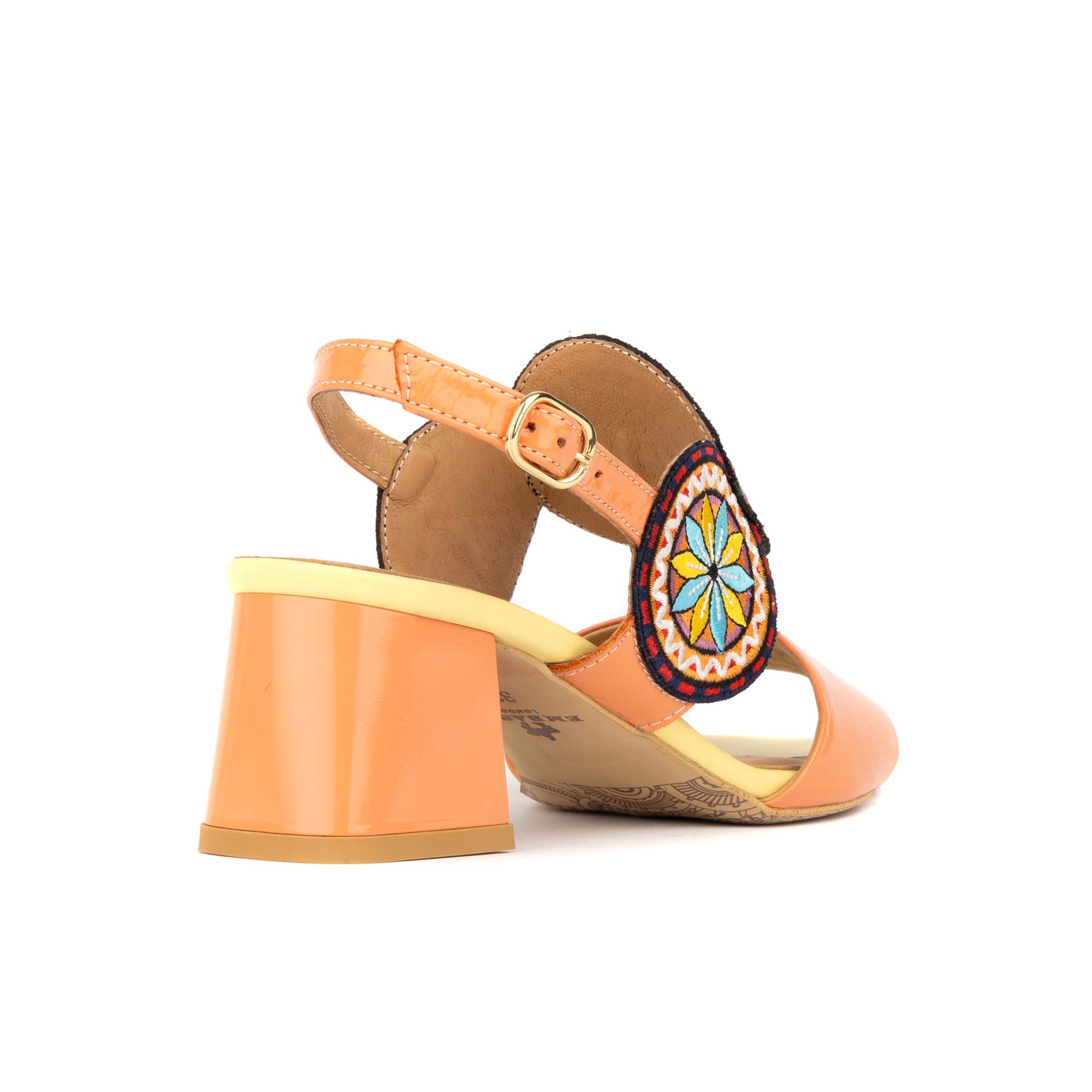Vibe - Coral Multi - Women's leather heel sandal with open-toe & ankle strap