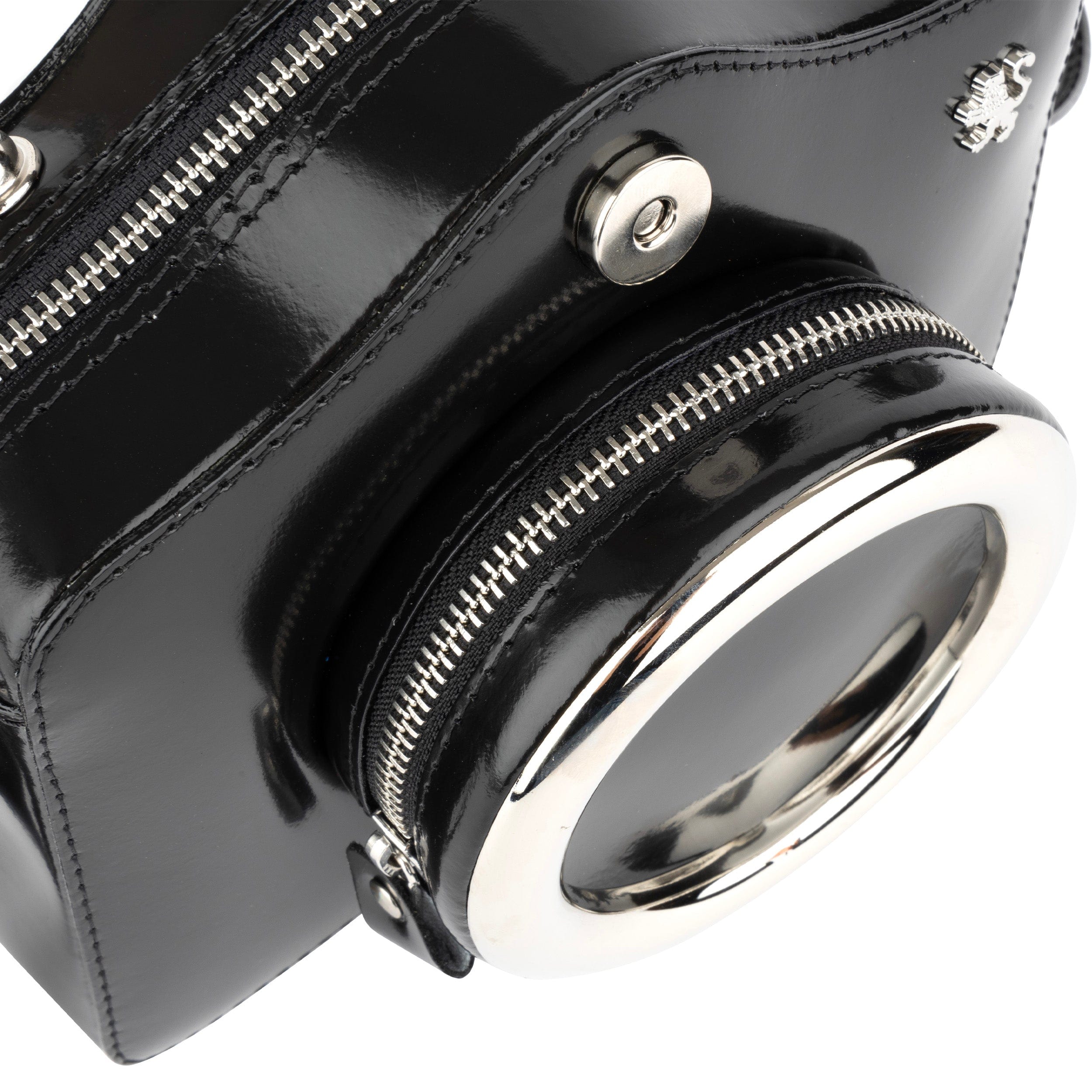Snapshot - Black - Camera shaped cross-body bag in black smooth leather