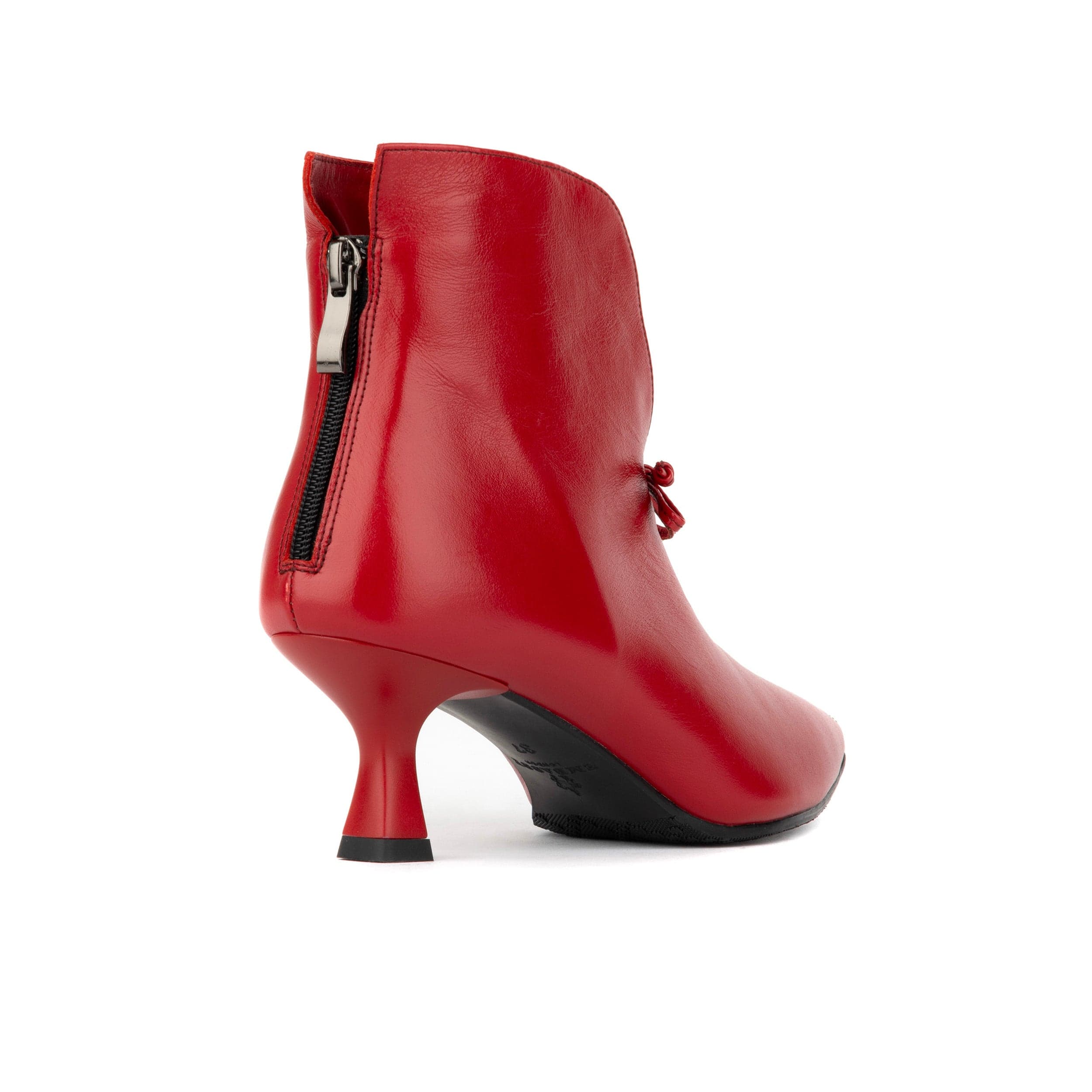 Regent - Red - Women's Leather Ankle Boot with kitten heel