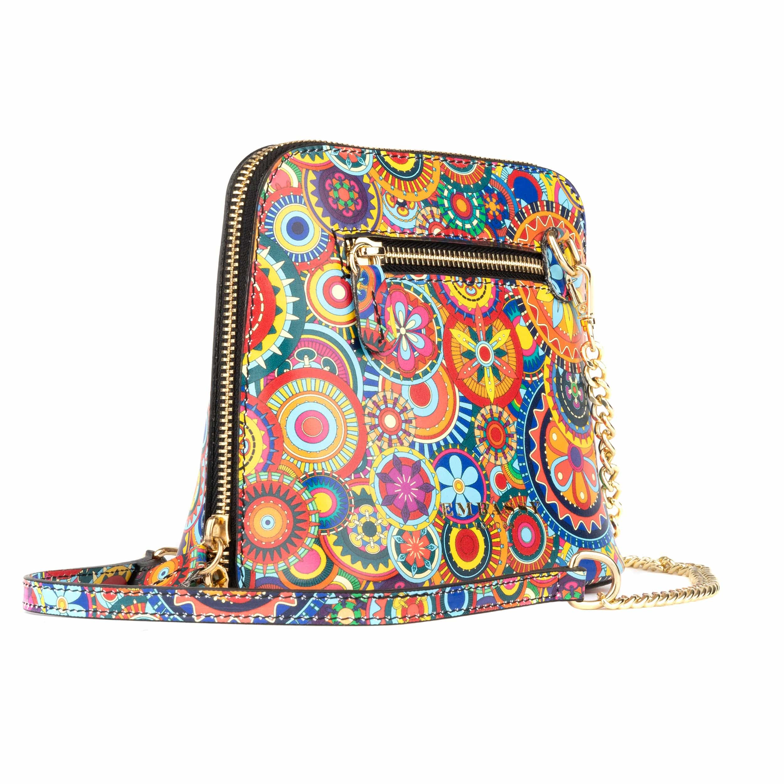 Macaw - Signature Print - Women's zip-up crossbody leather handbag