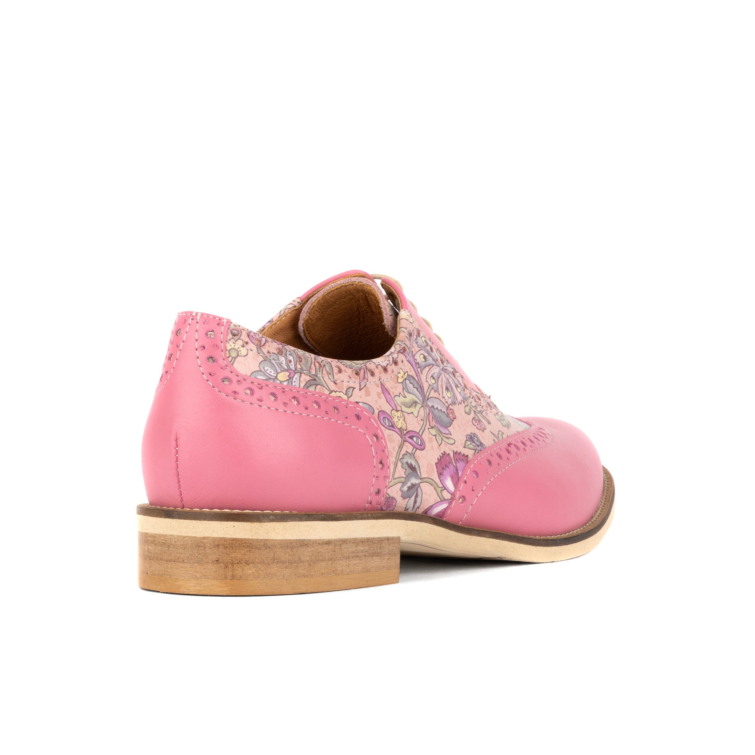 Vivienne - Pink Paisley - Women's oxford lace-up shoe with brogue details