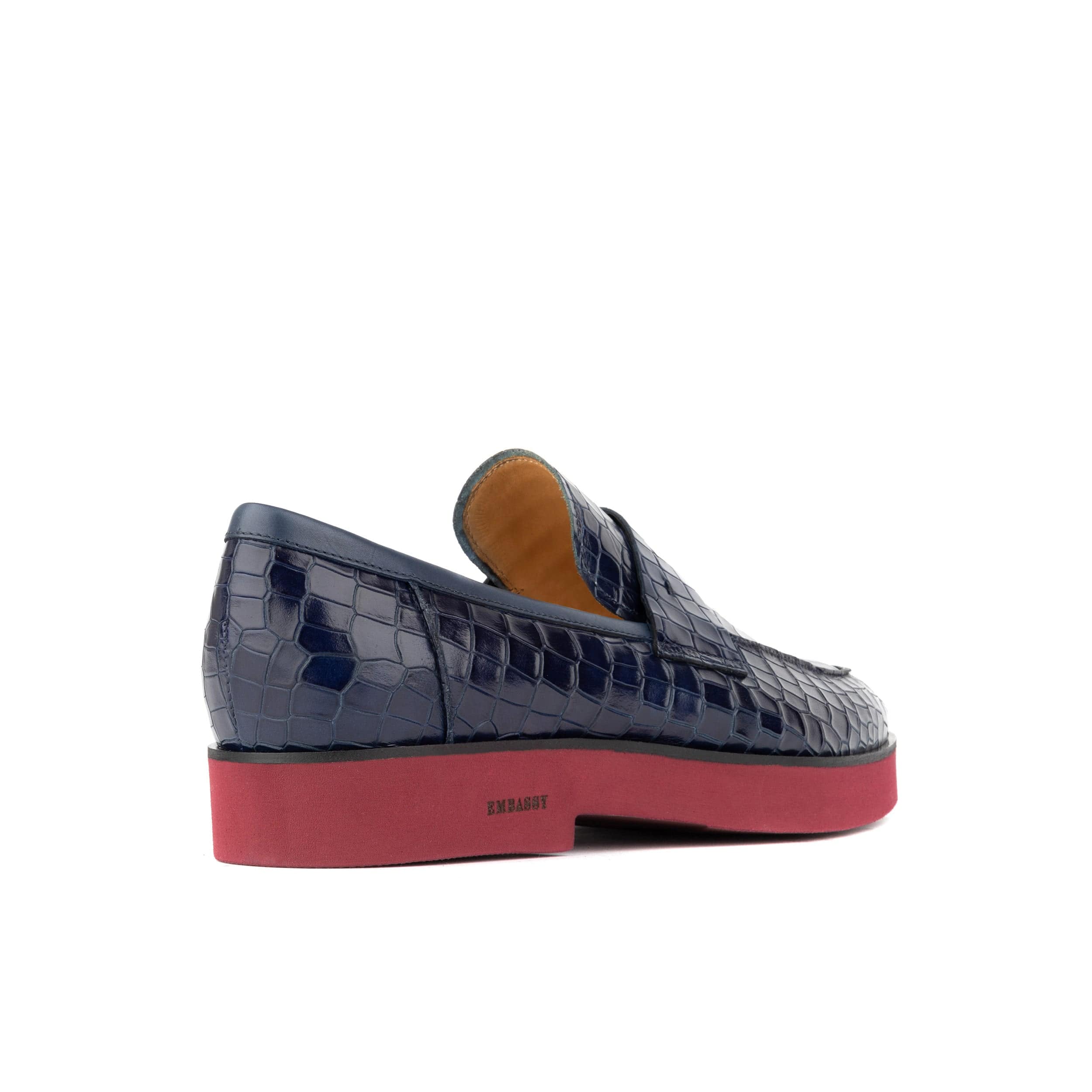 Chicago - Navy Croco - Men's croc effect leather penny loafer on lightweight sole