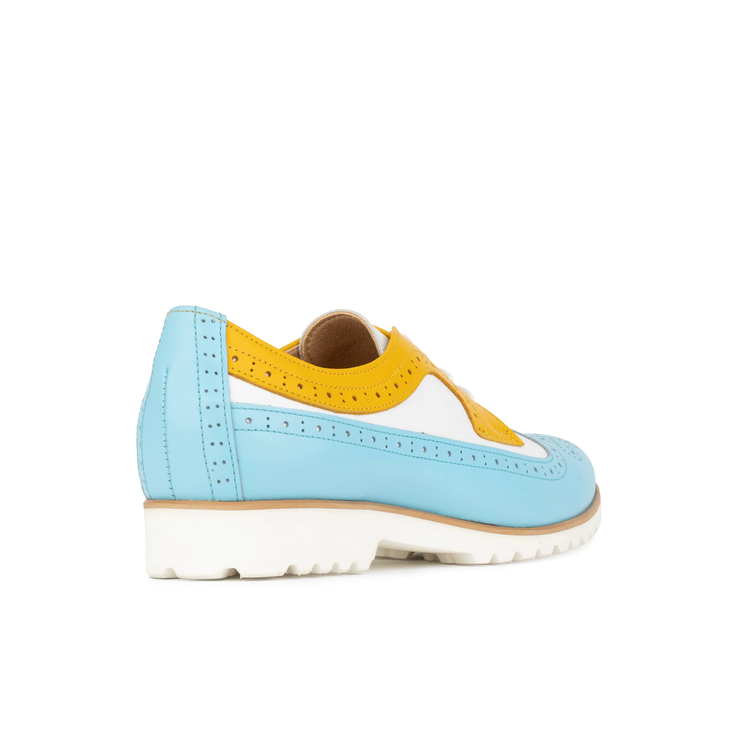Sonnet - Yellow & Blue - Women's leather lace-up with lightweight sole and broguing