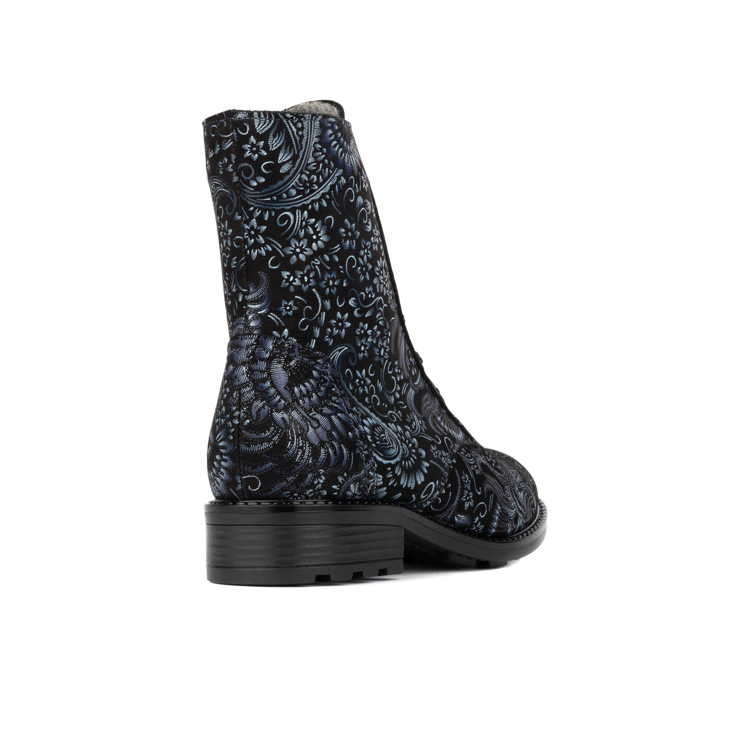 Laviva High - Wool Blue - Women's wide fitted leather higher ankle boot wool lined