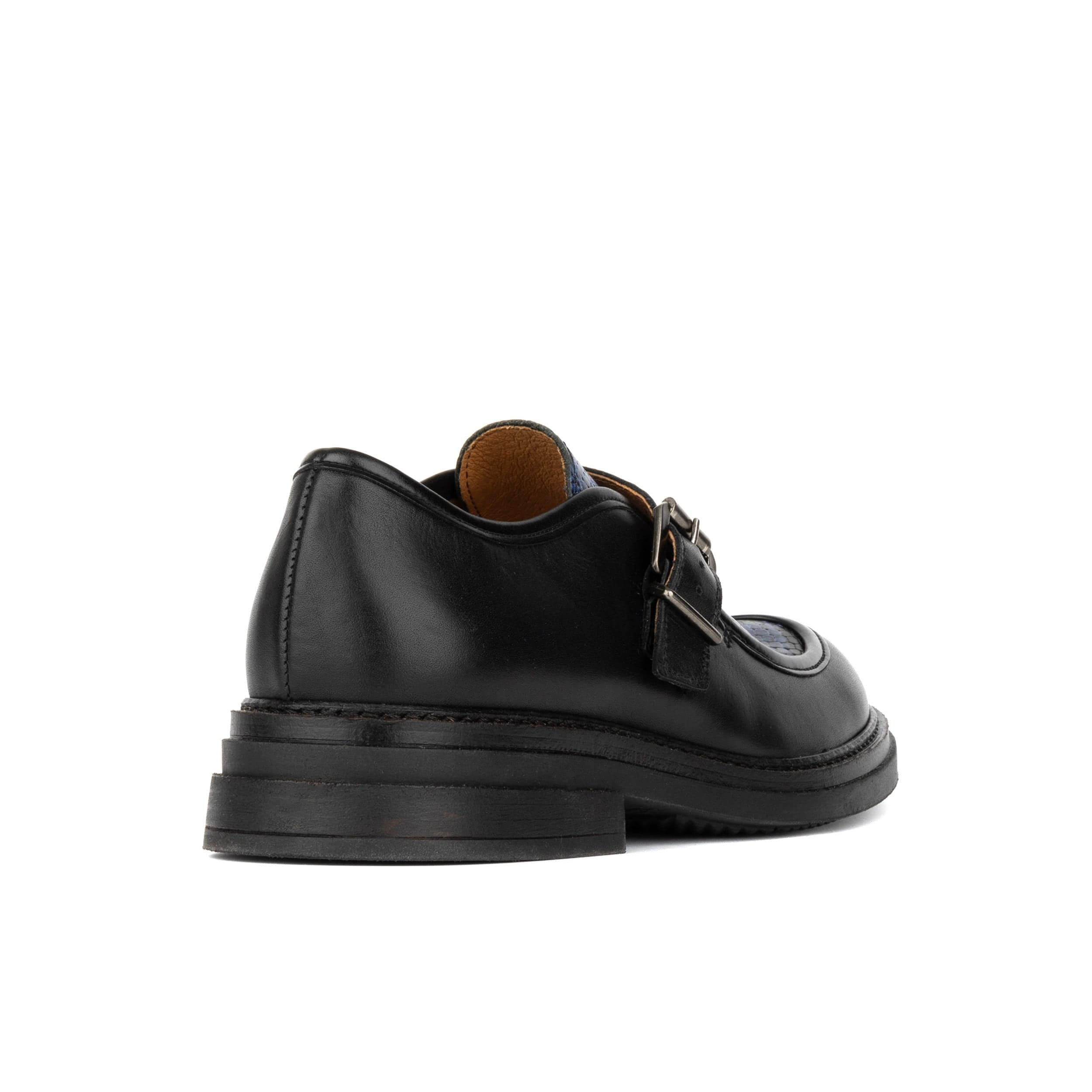 Strapp - Black & Blue Snake - Women’s leather loafer with buckle