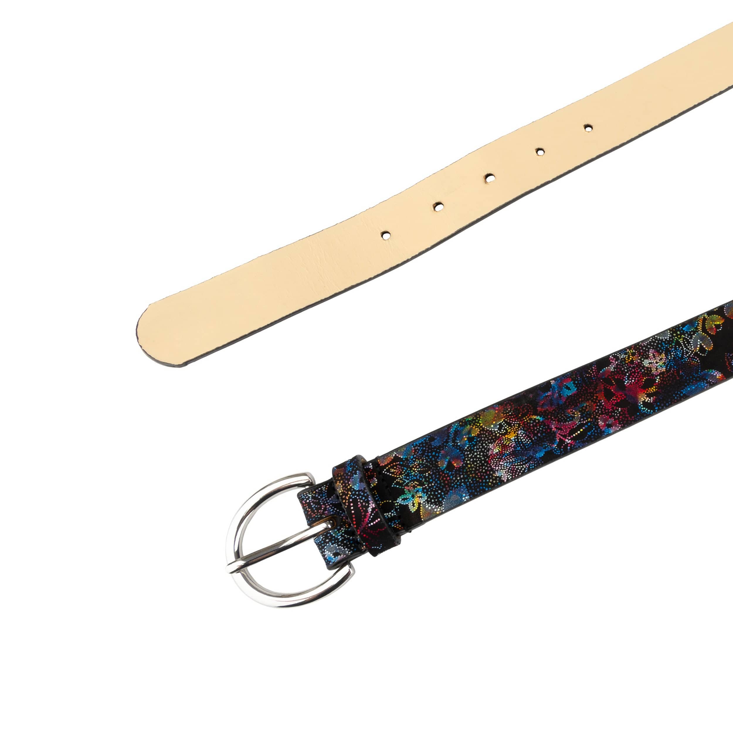 Emma - Black Flower - Women's Italian leather belt