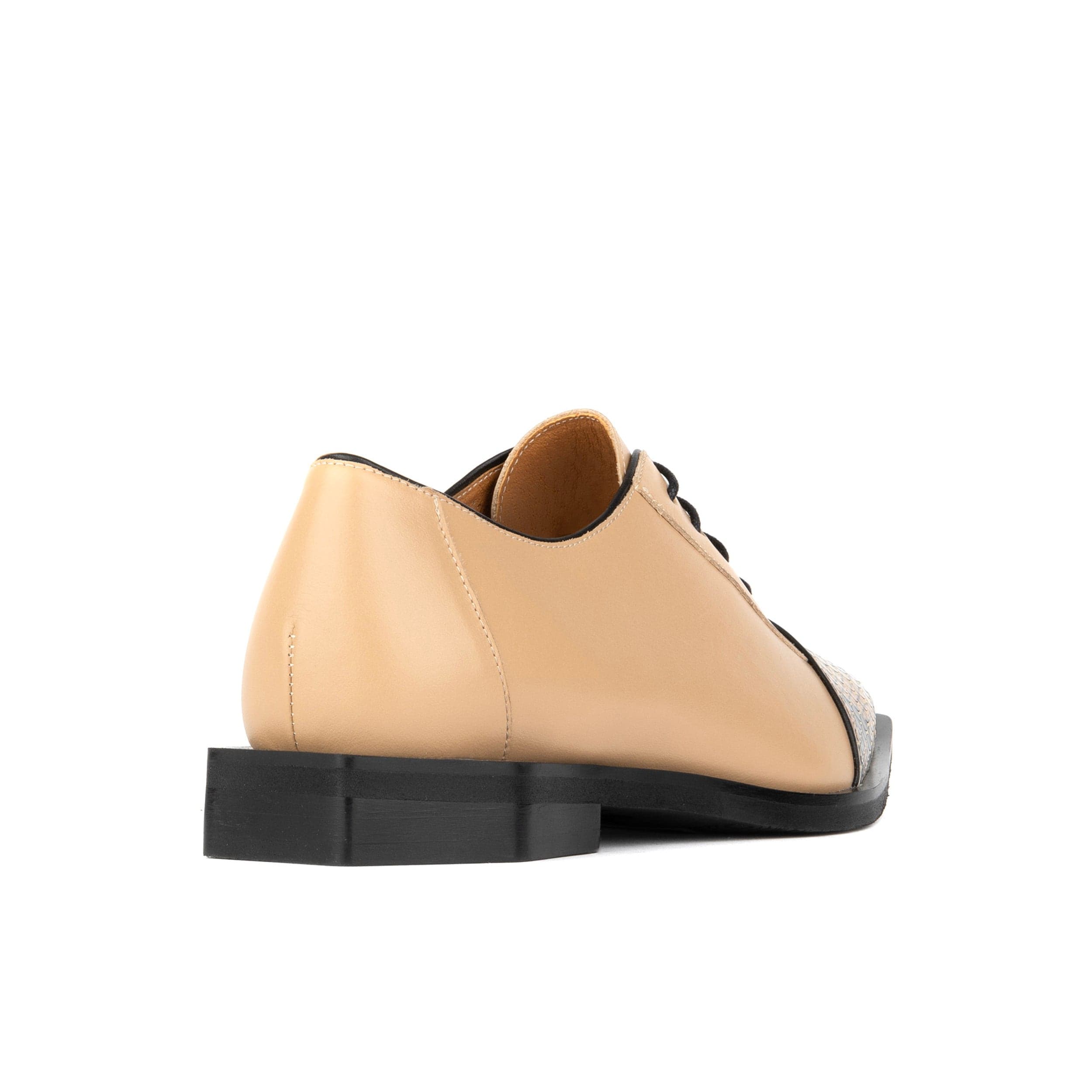 Sloan - Cream - Women's Leather Oxford with Snakeskin toe