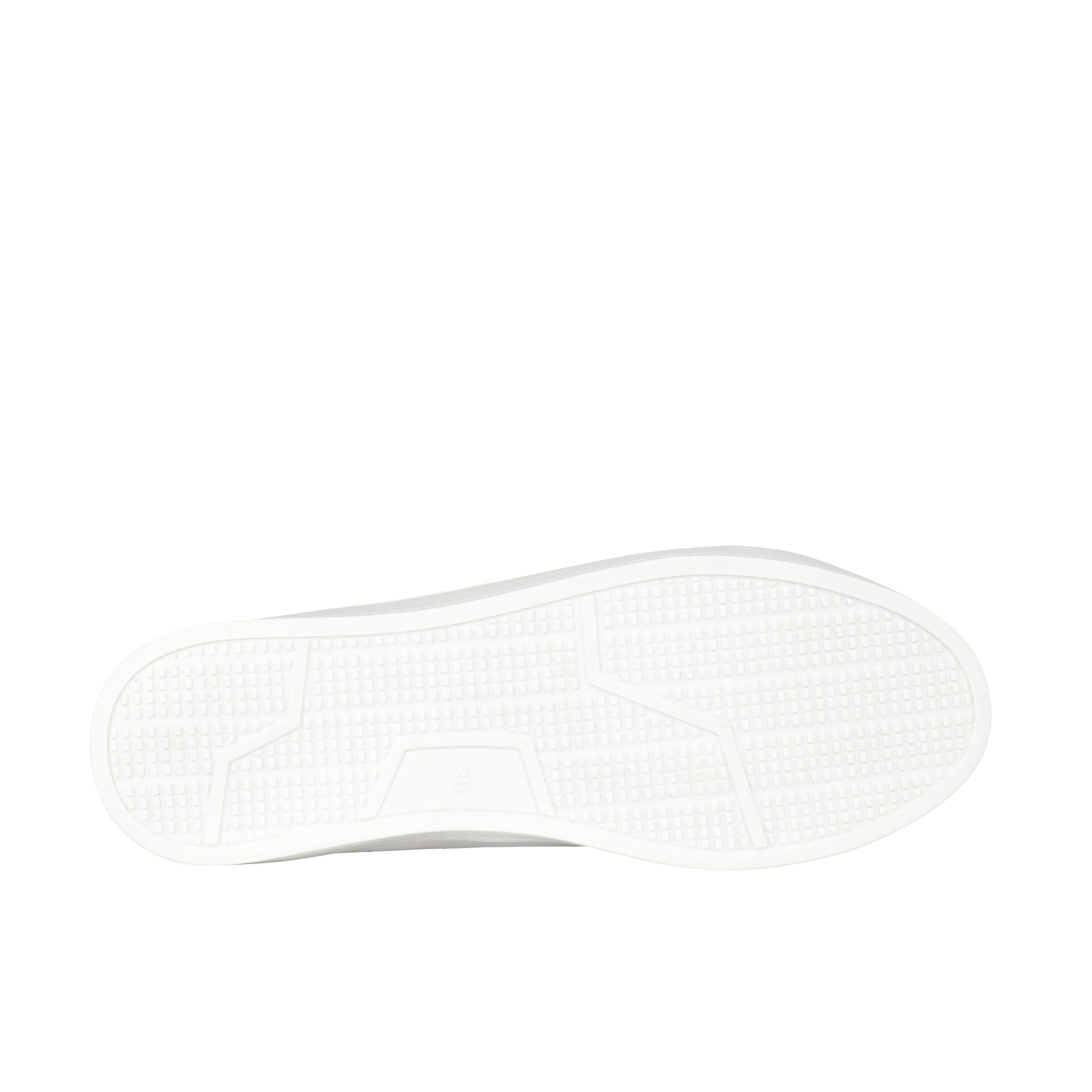 Serena - White & Festival Blue - Women’s Leather Trainer with Brogue Details