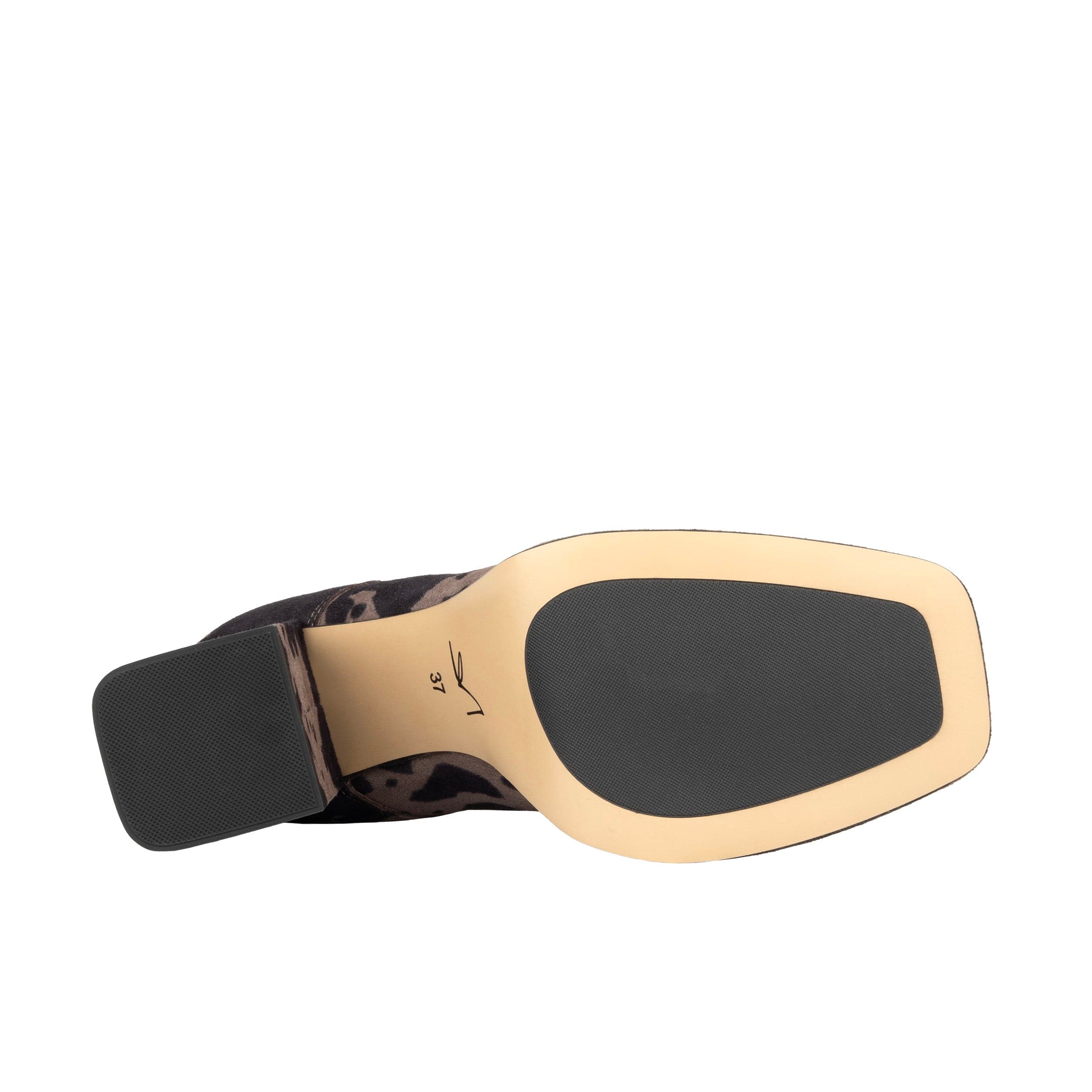 Roulette Platform - Brown Cow - Women's leather oxford pump with platform and block heel