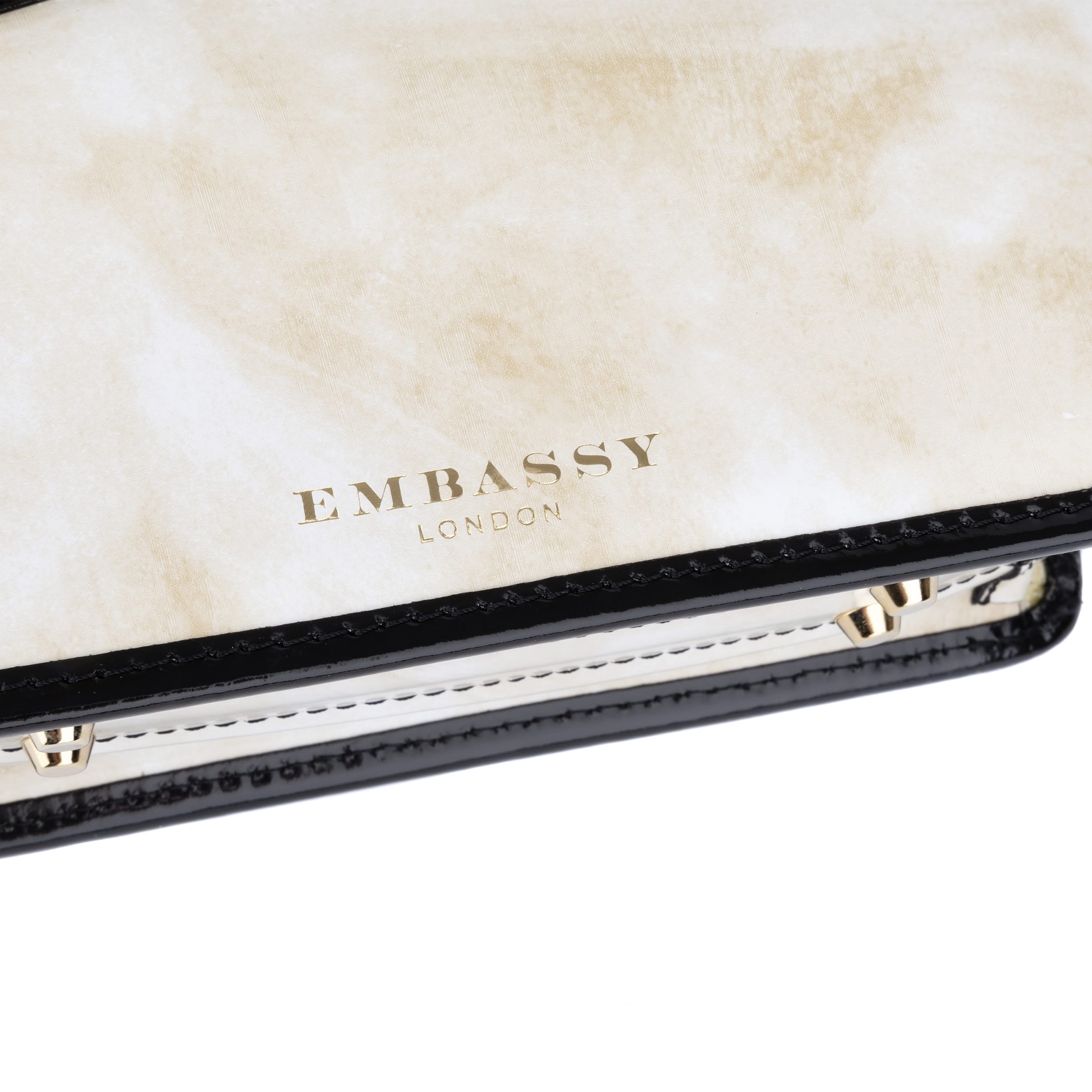 Gazelle Mini - White & Black - Women’s mini patent leather top handle & crossbody bag