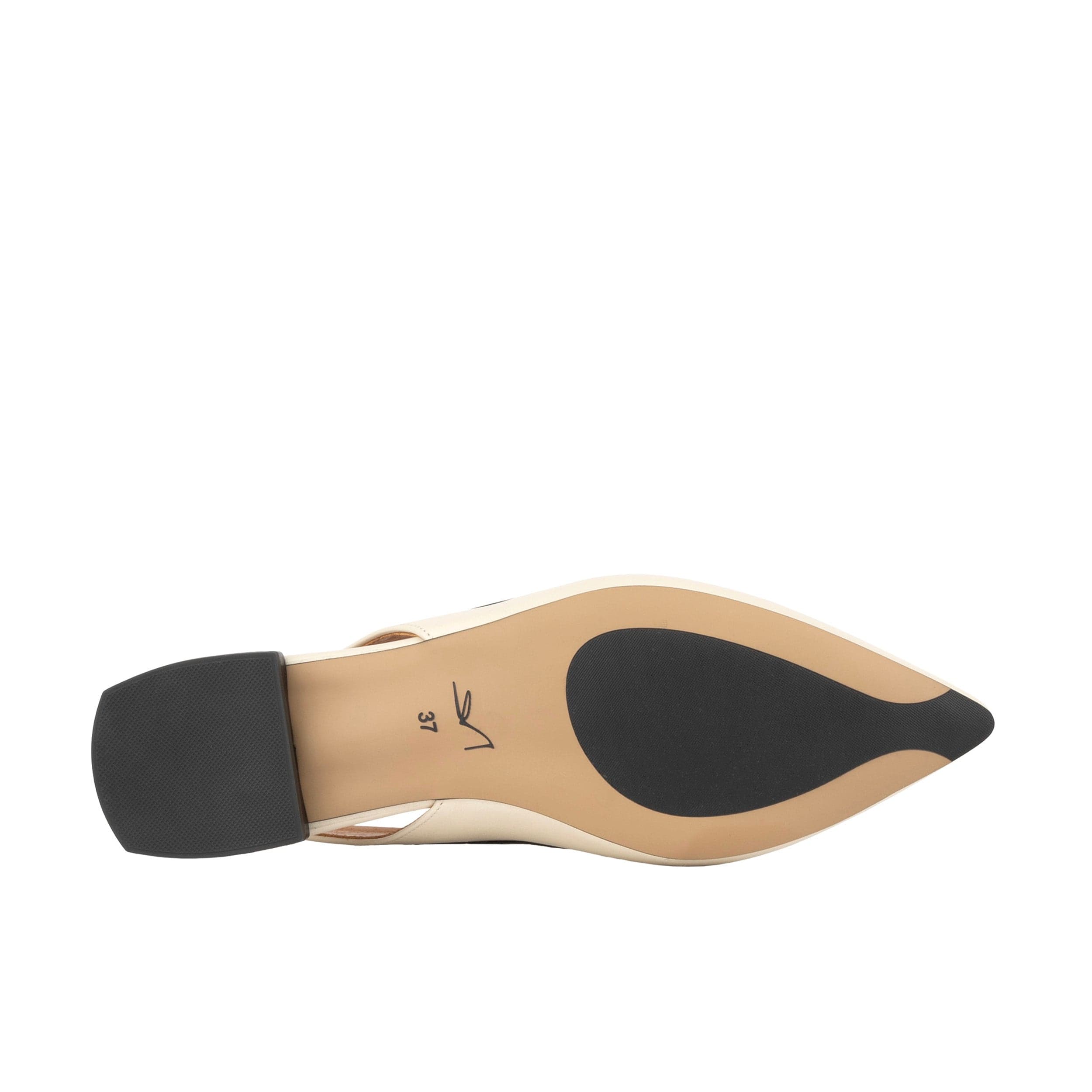 Holly - Cream & Black - Women's pointed toe contrast leather slingbacks