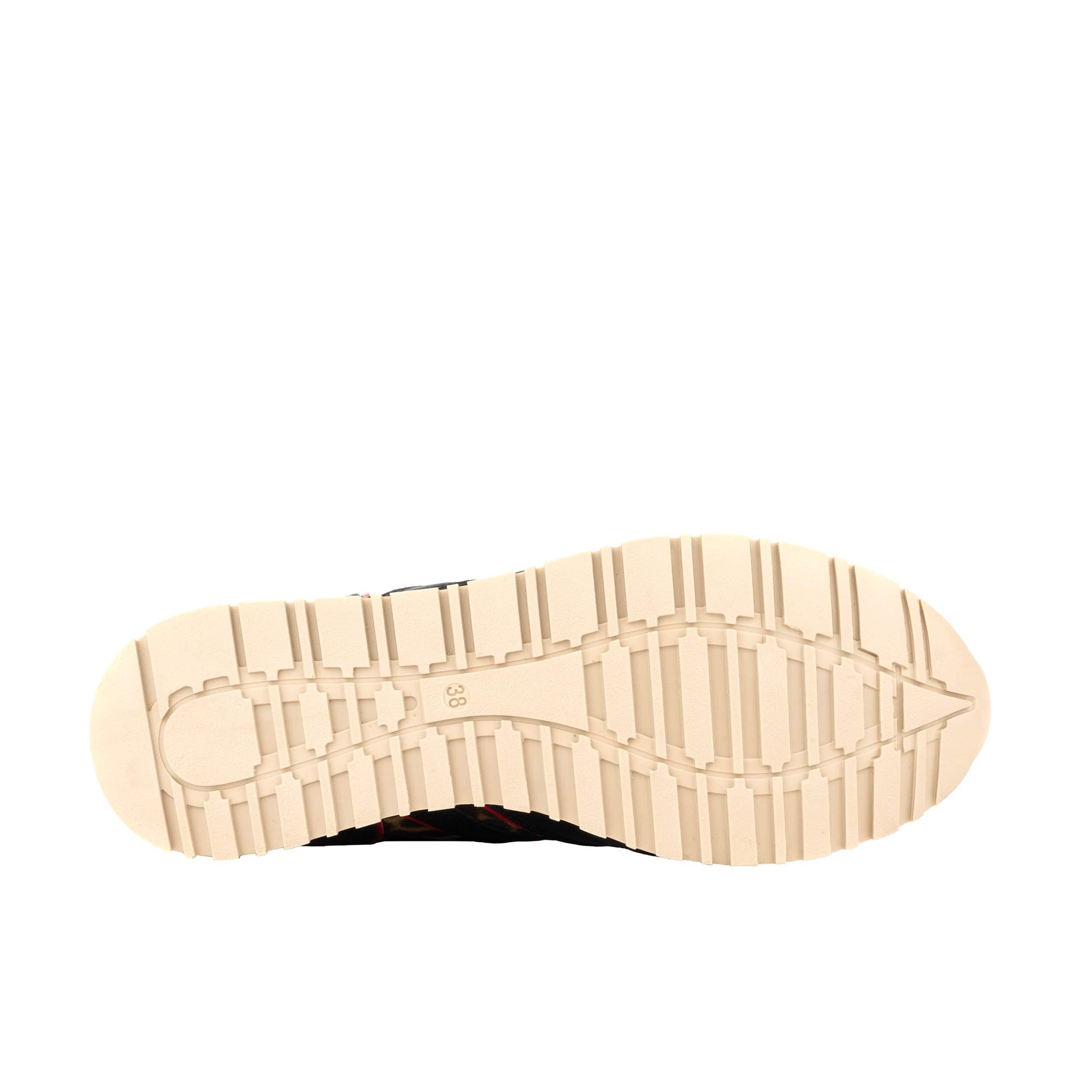 Savana - Leopard & Red - Women's athletic trainer with leopard print and black leather