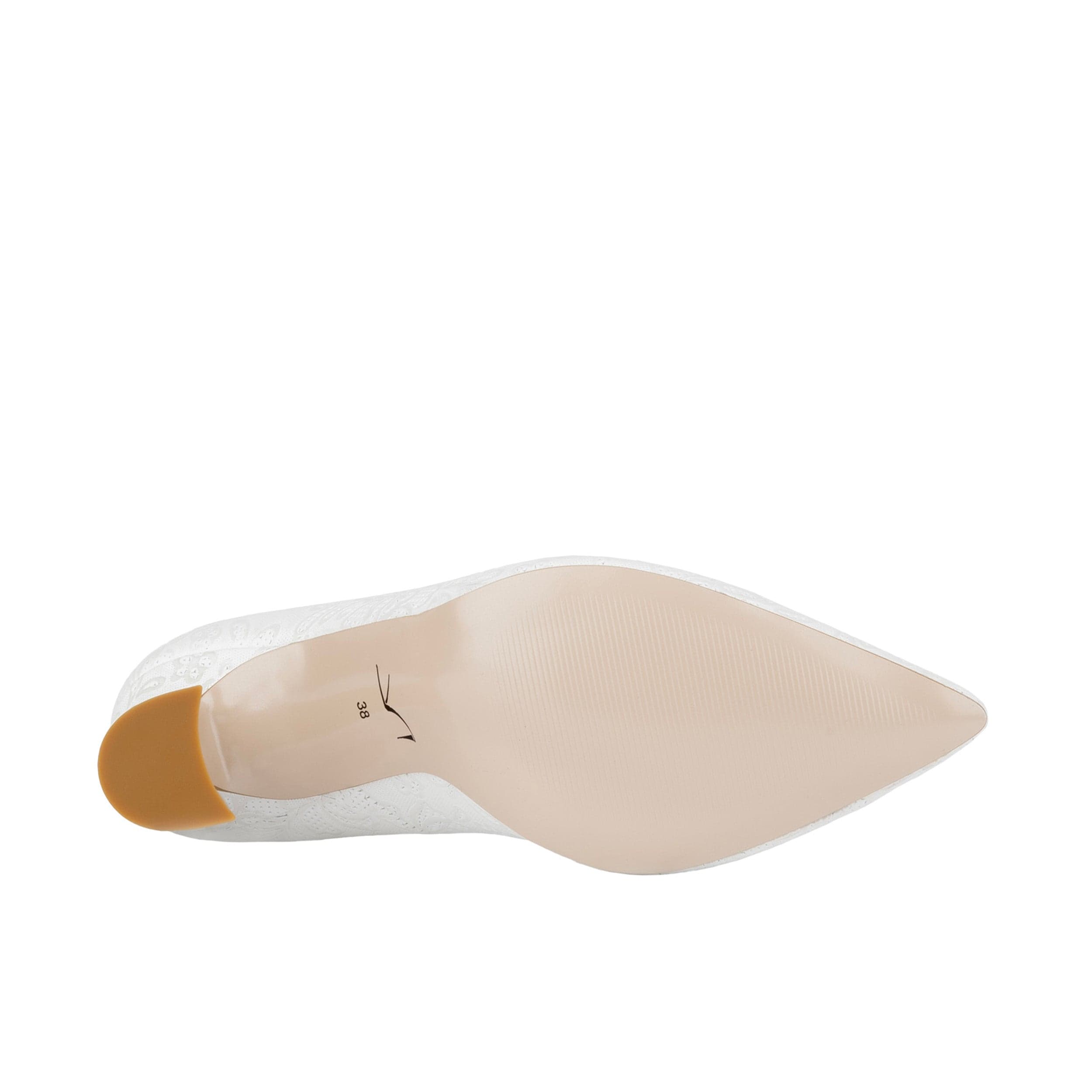 Sophia Hollywood - Wedding White - Women's pointed 4 inch pump in white floral emboss leather