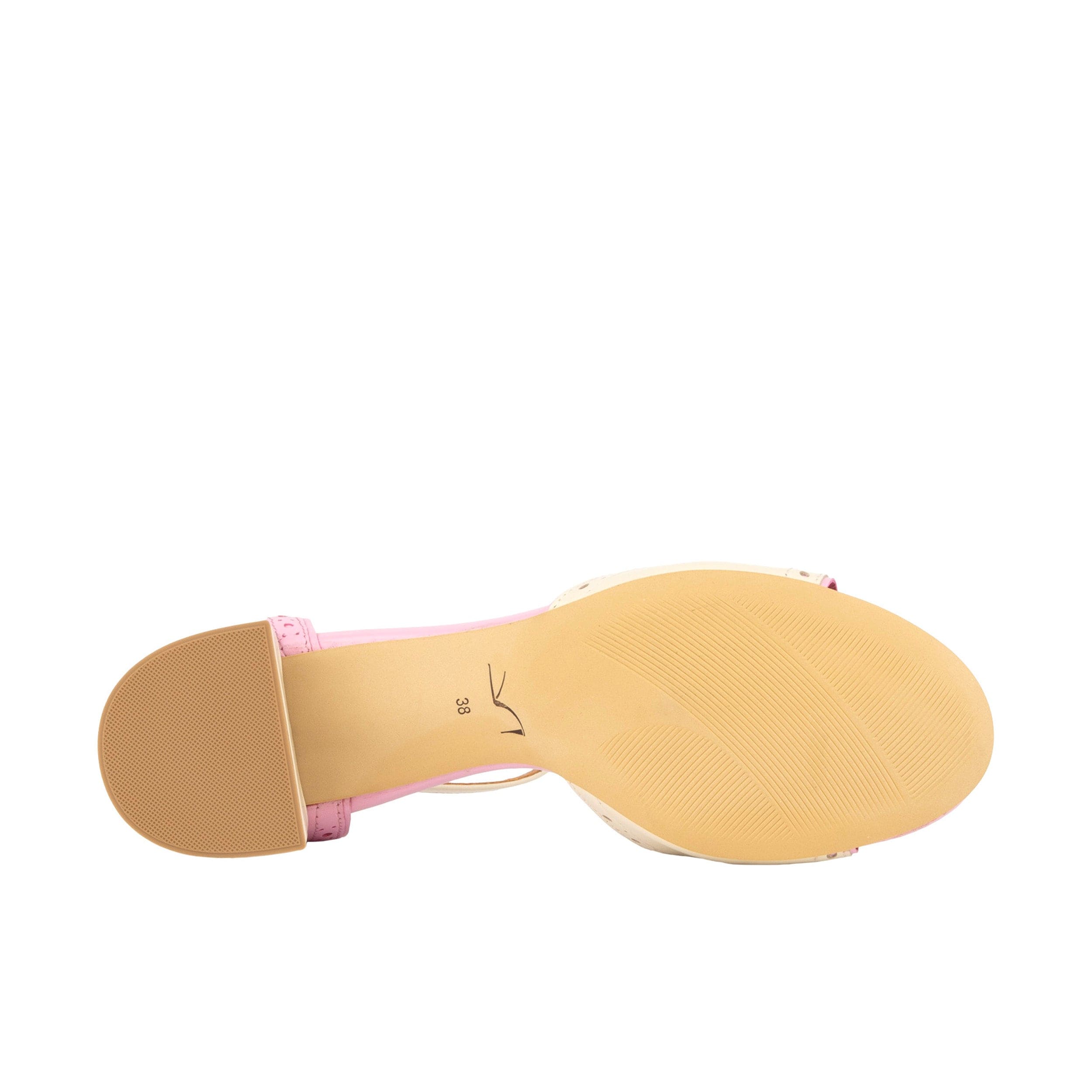 Croupier - Pink & White - Women's 2 inch heel ankle strap leather sandal in pastel
