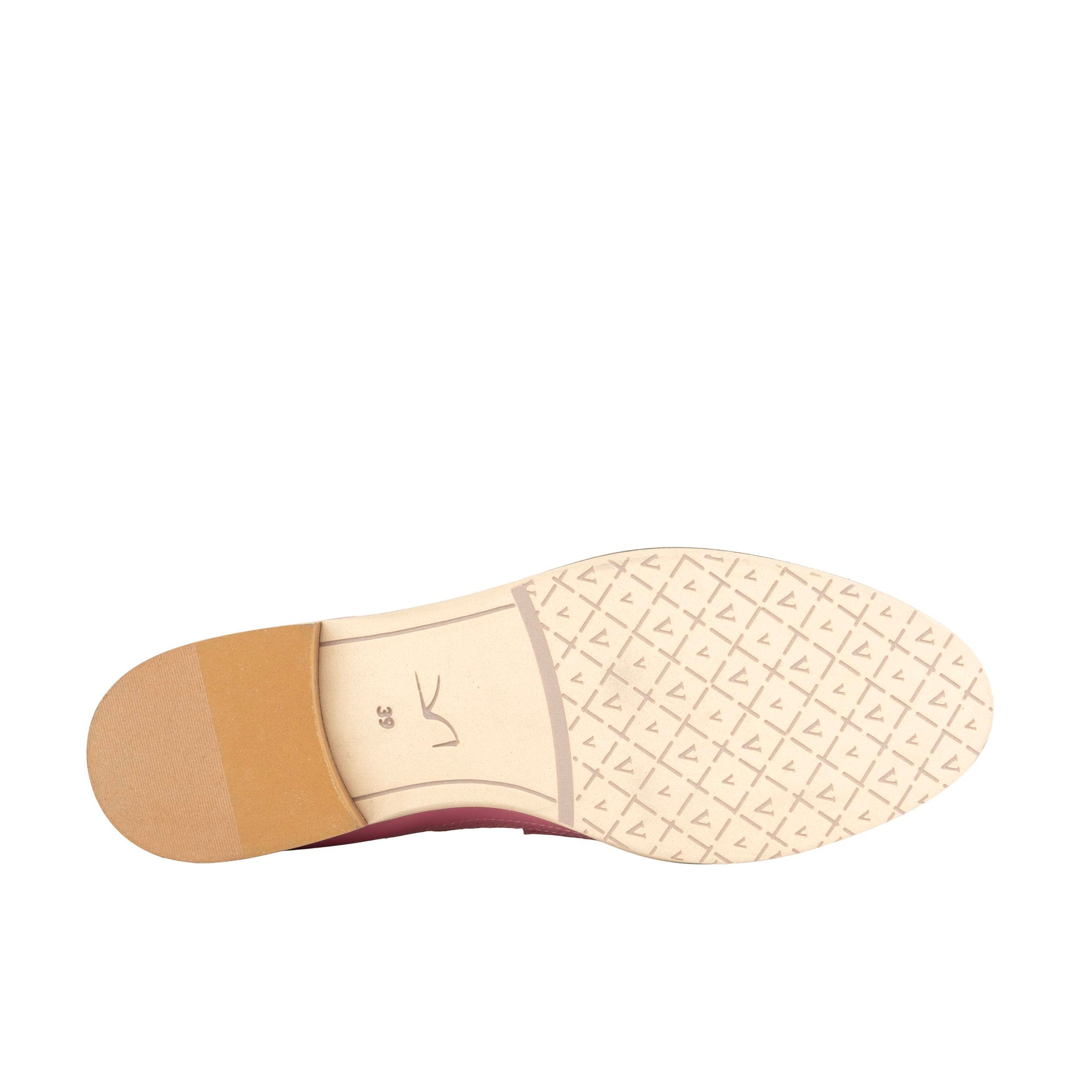 Angelina - Pink & Yellow - Women's Leather Almond Toe Penny Loafer with Broguing
