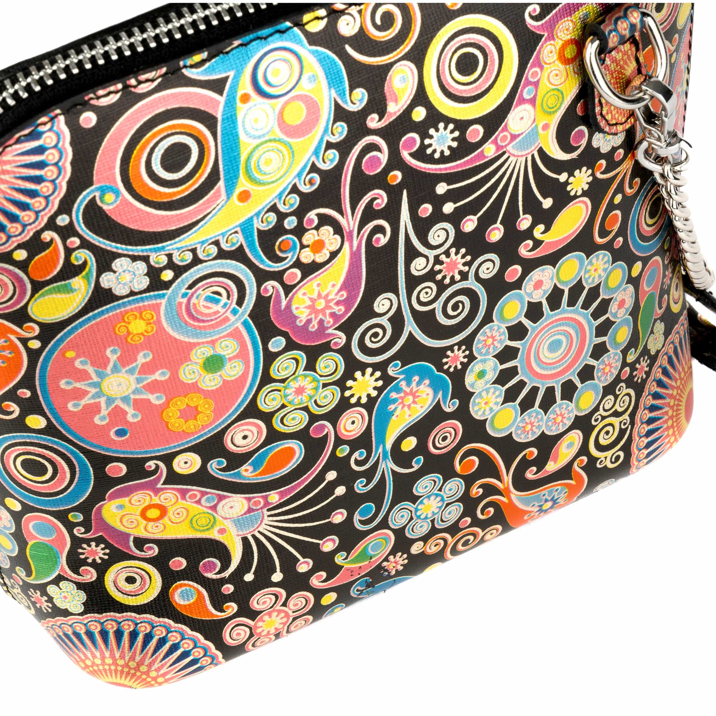 Macaw - Navy & Pink - Women's zip-up crossbody leather handbag