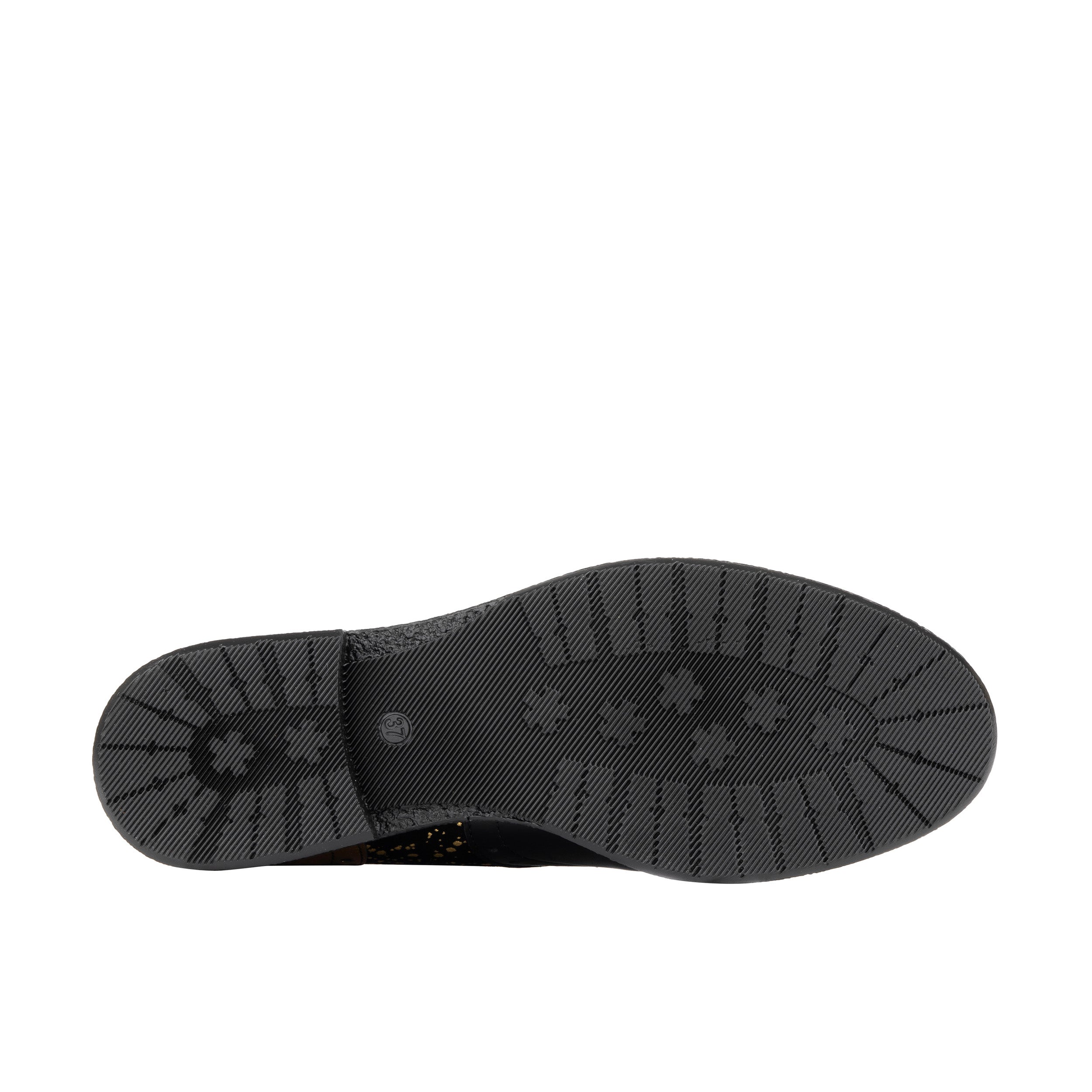 The Artist - Black & Gold - Women's leather lace-up shoe with brogue detailing