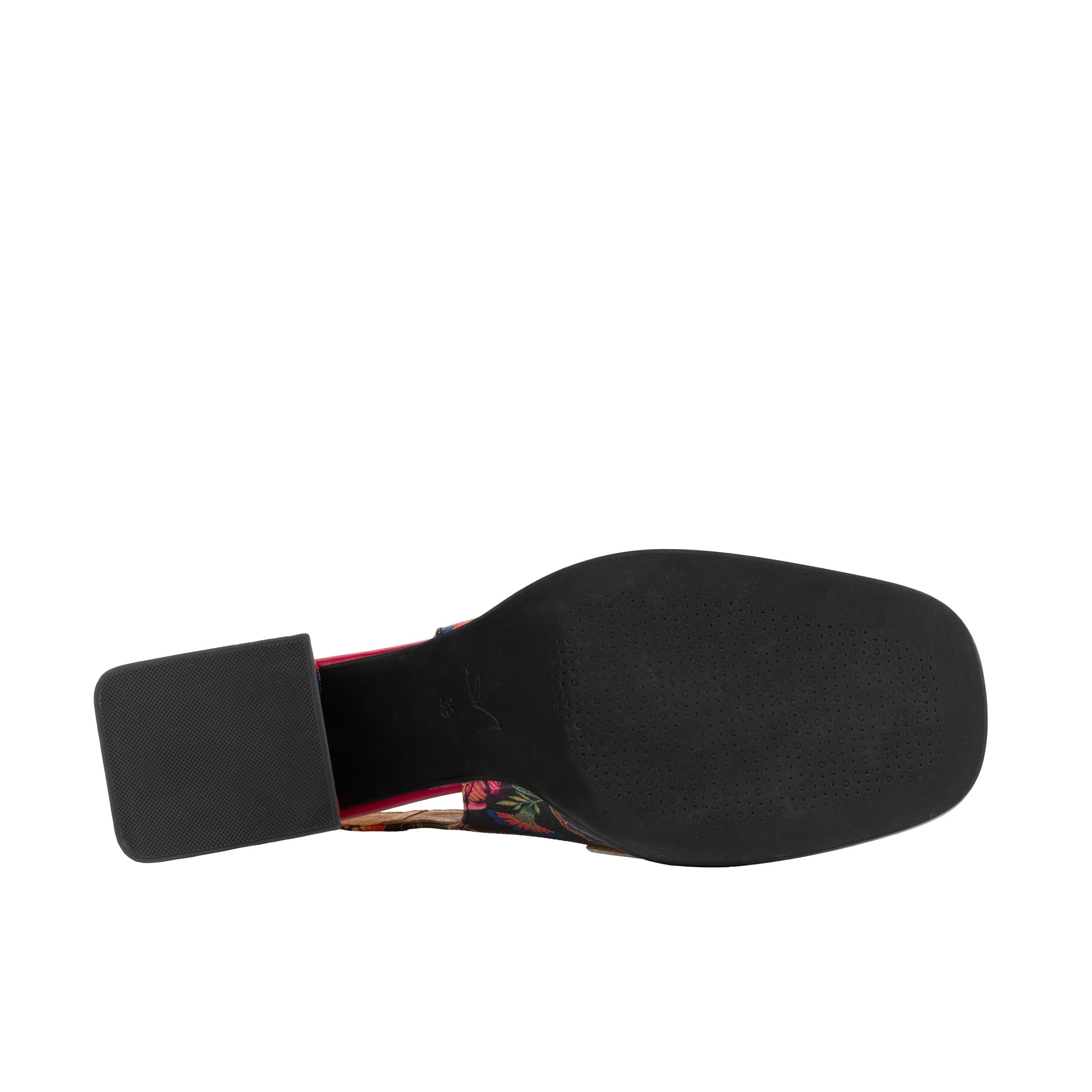 Diana - Red Flowers - Women's block heel slingback leather pump