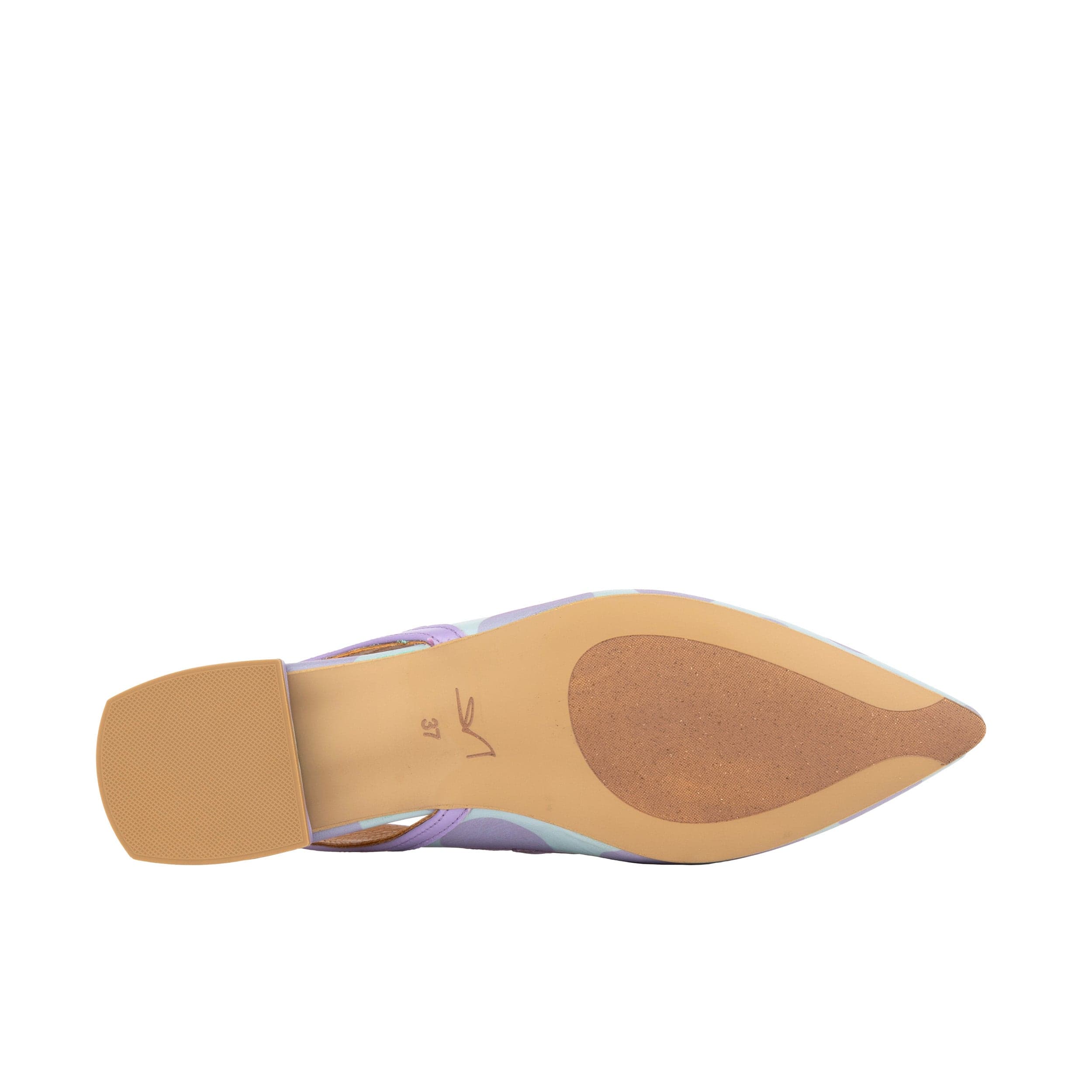 Holly - Pastel Polka Dot - Women's almond closed toe flat leather sling back sandal