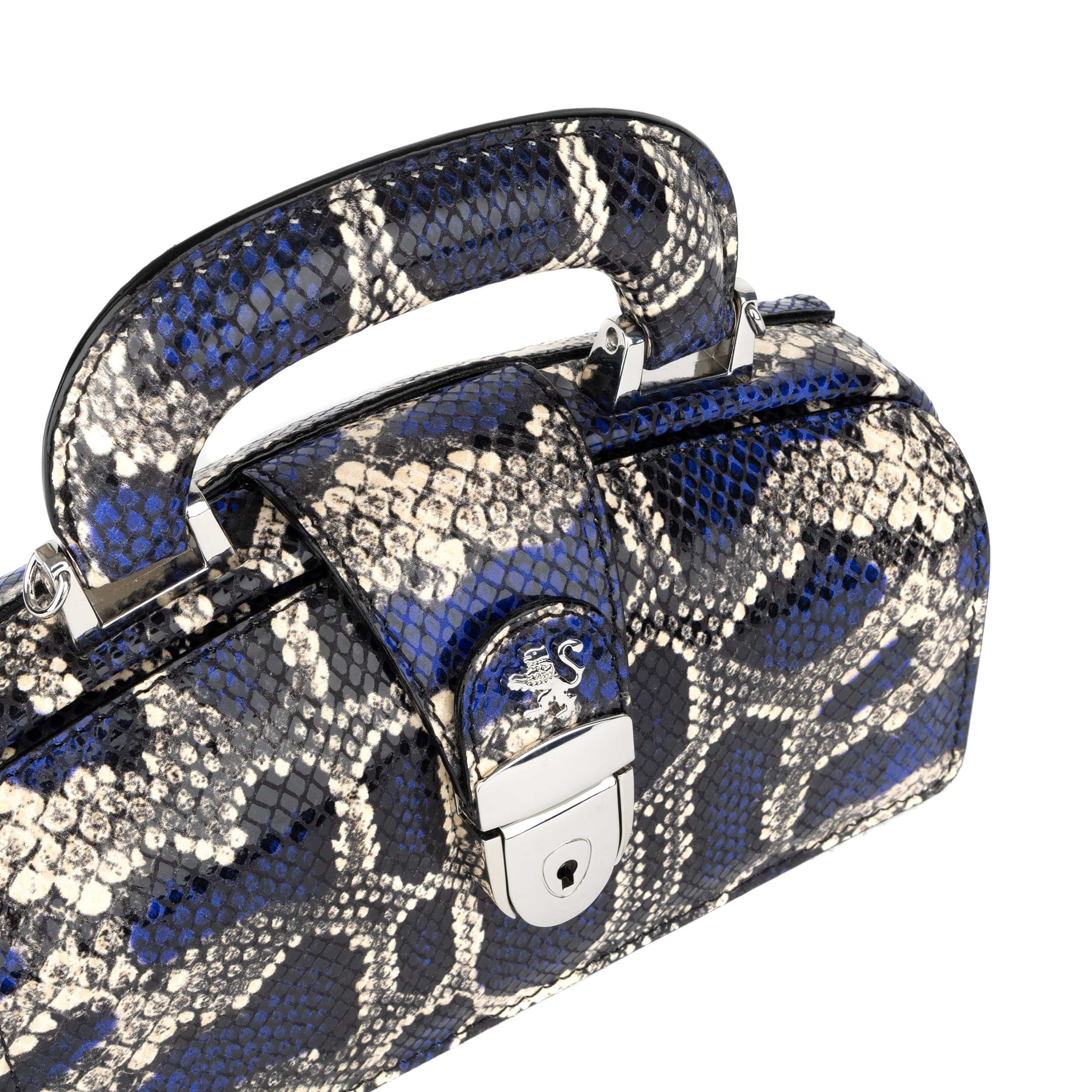 Gazelle Mini - Blue Snake - Women’s mini leather top handle & crossbody bag