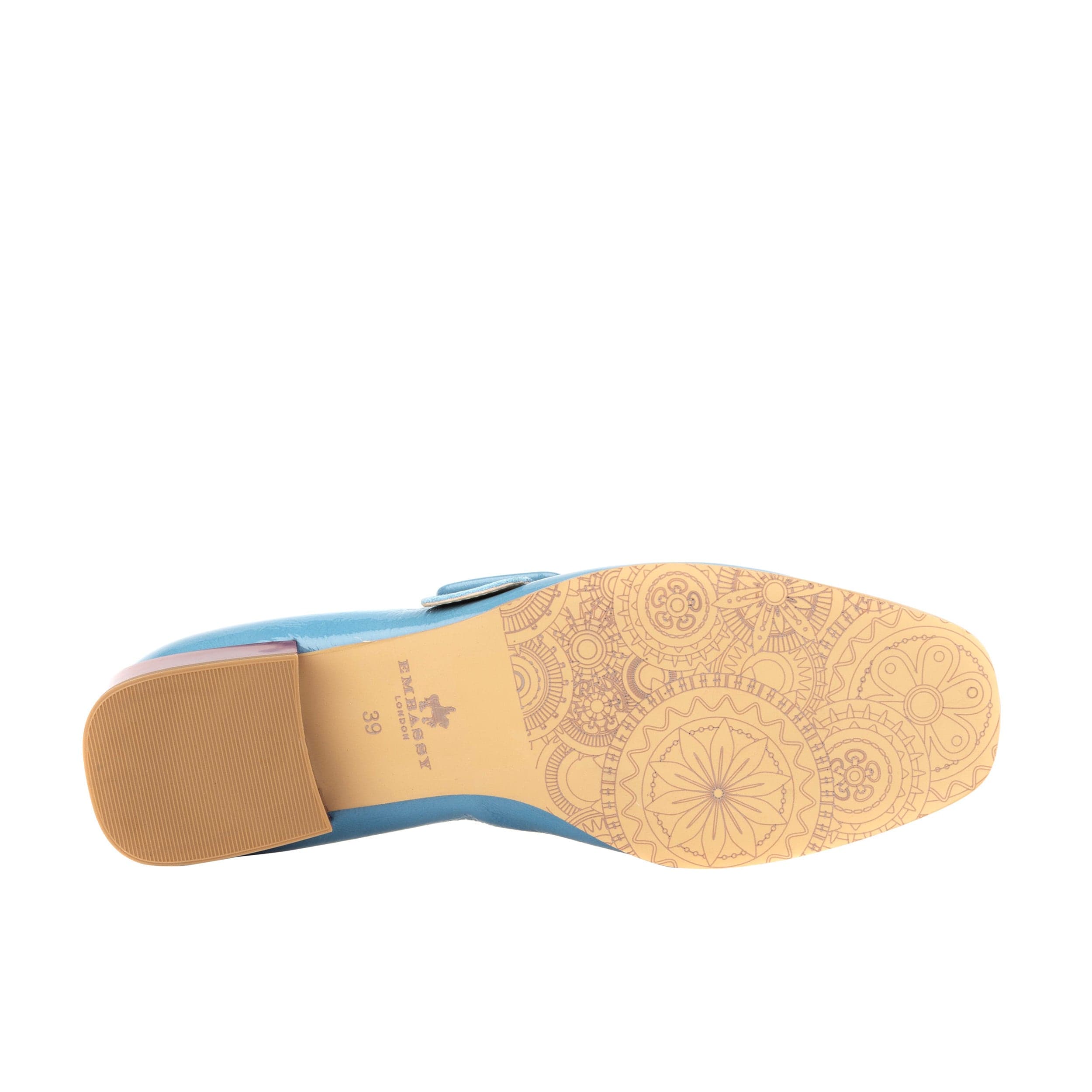 Bliss - Light Blue - Women's block heel square toe patent leather Mary-Jane