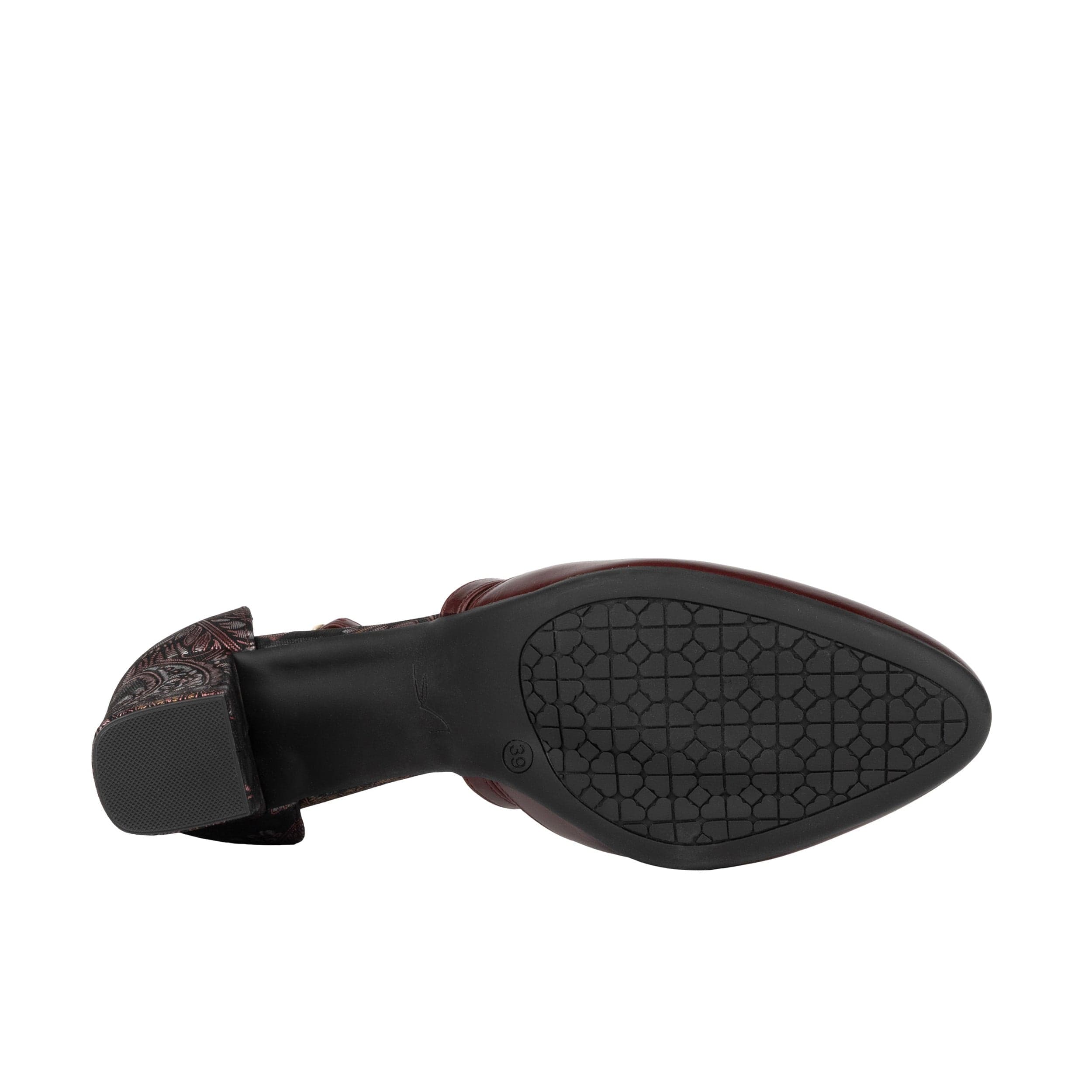 Dannii - Burgundy & Floral - Women's leather closed-toe block heel