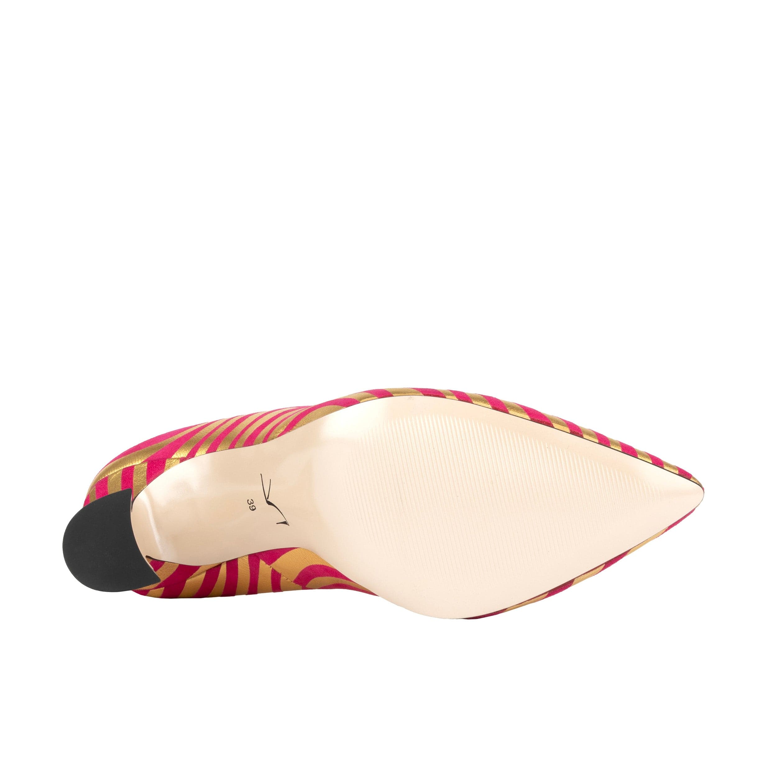 Sophia Hollywood - Pink & Gold Stripes - Women’s gold foil zebra stripe Pointed Pump