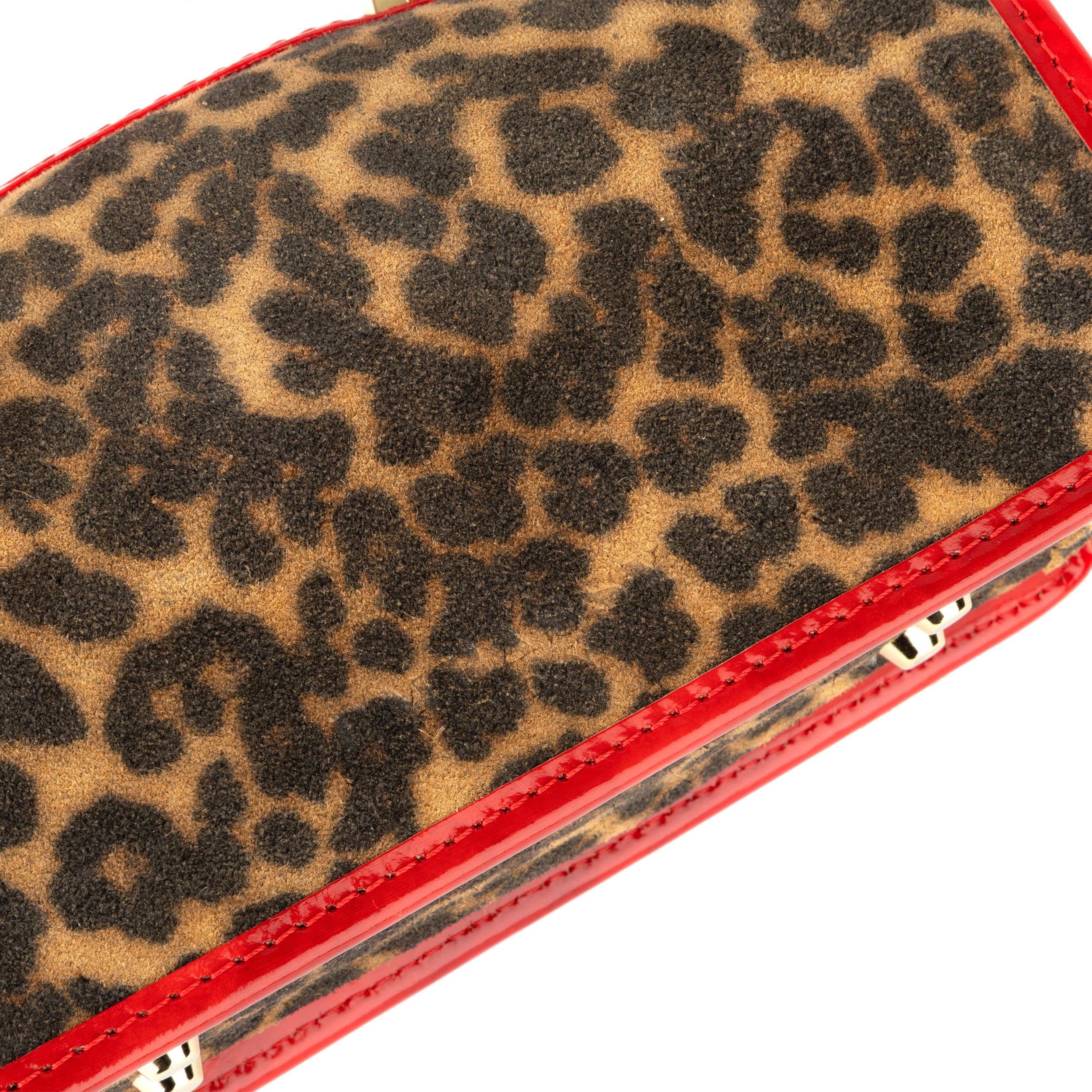 Gazelle Mini - Leopard & Red - Women’s mini patent leather & suede top handle & crossbody bag