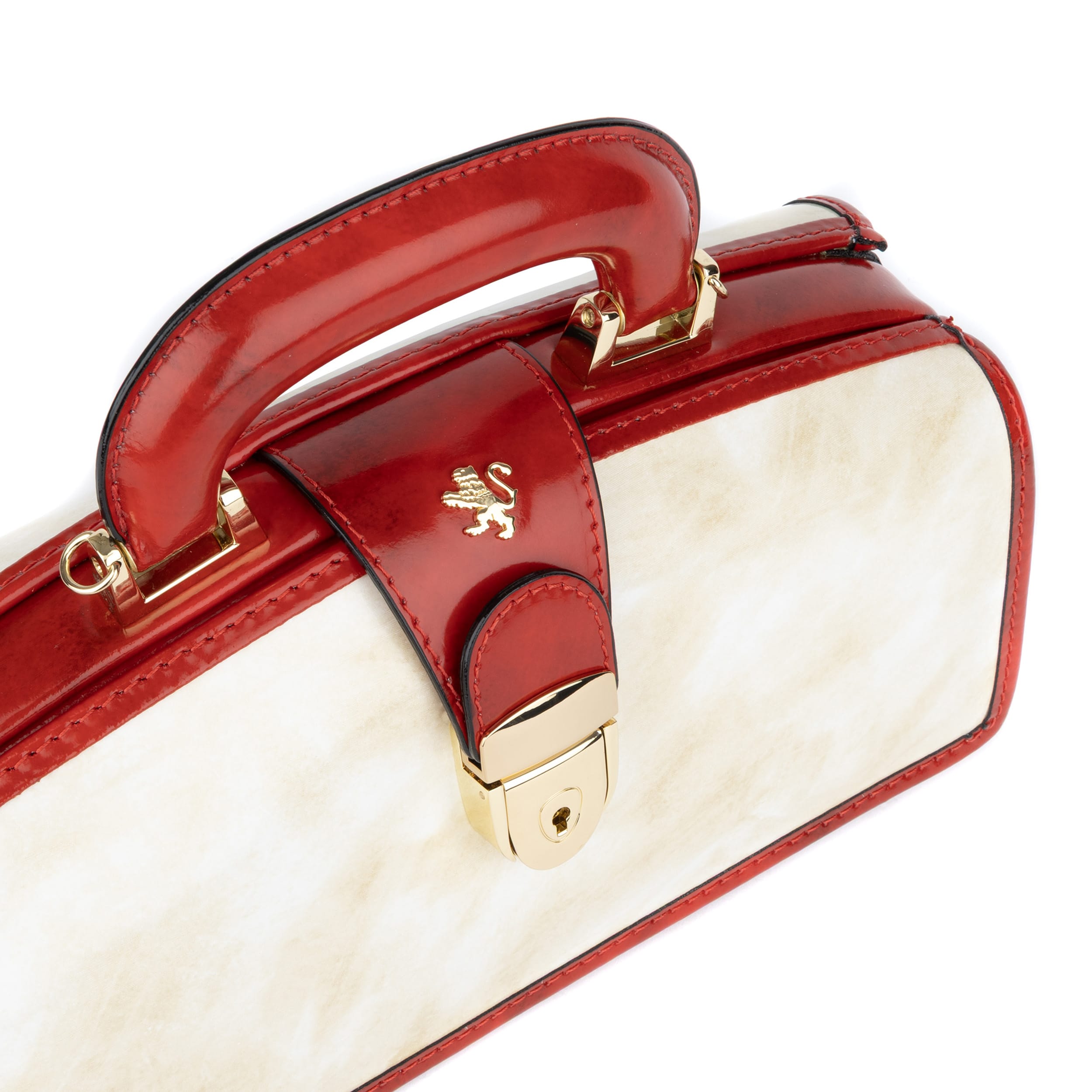 Gazelle - White & Red - Women’s patent leather top handle & crossbody bag