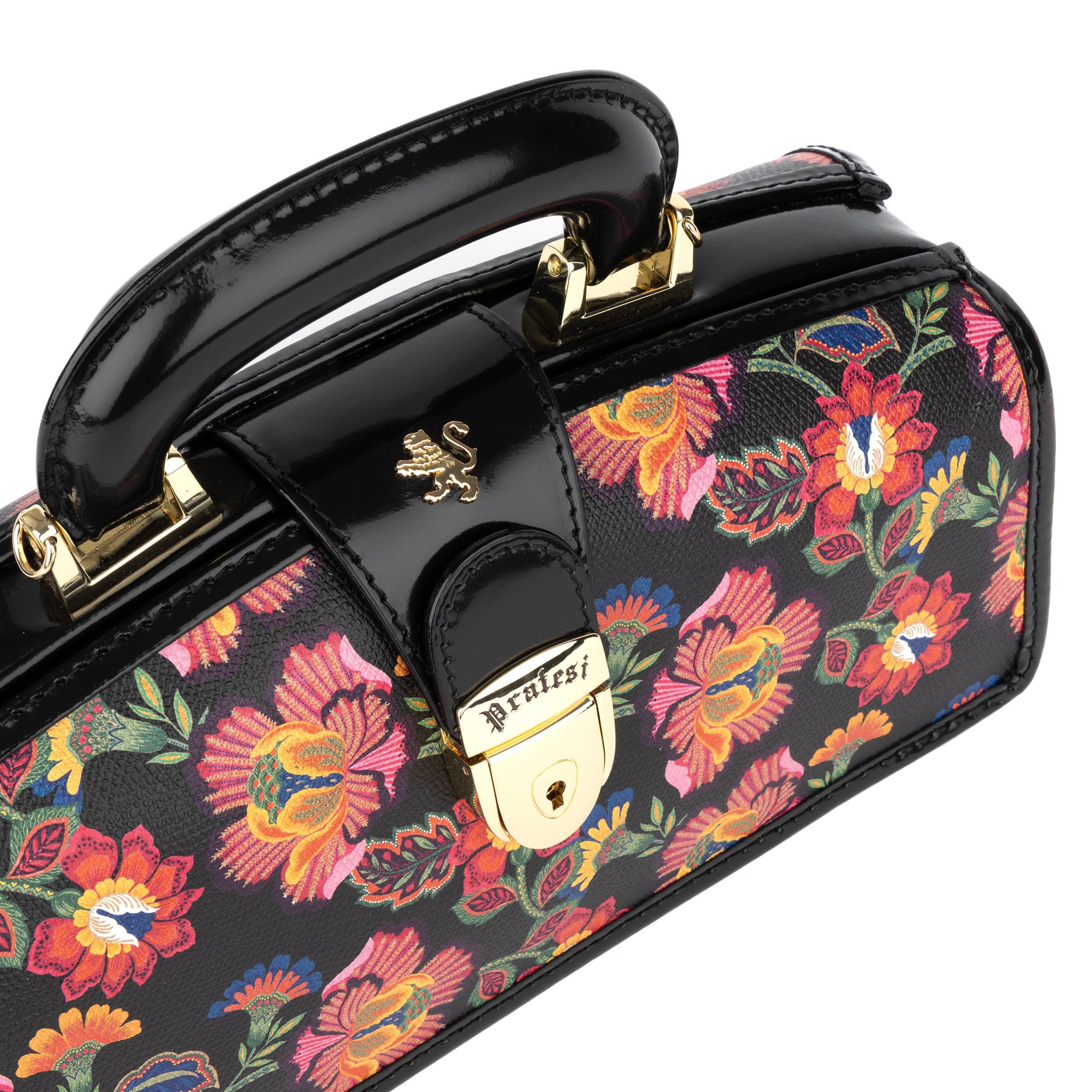 Gazelle - Red Flowers - Women’s patent leather top handle & crossbody bag