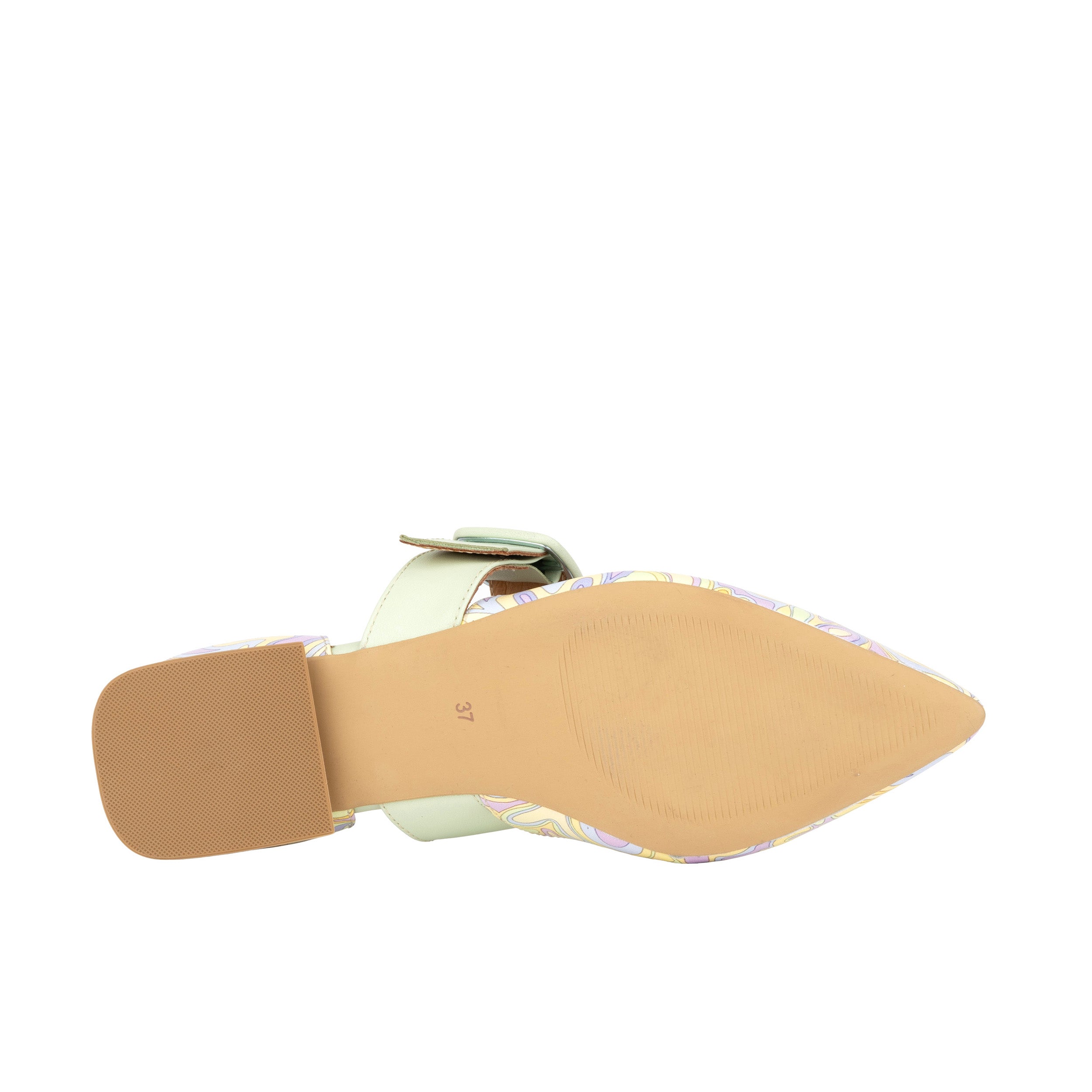 Lush - Pastel Mint Multi - Women's leather pointed ballet pump with buckle strap