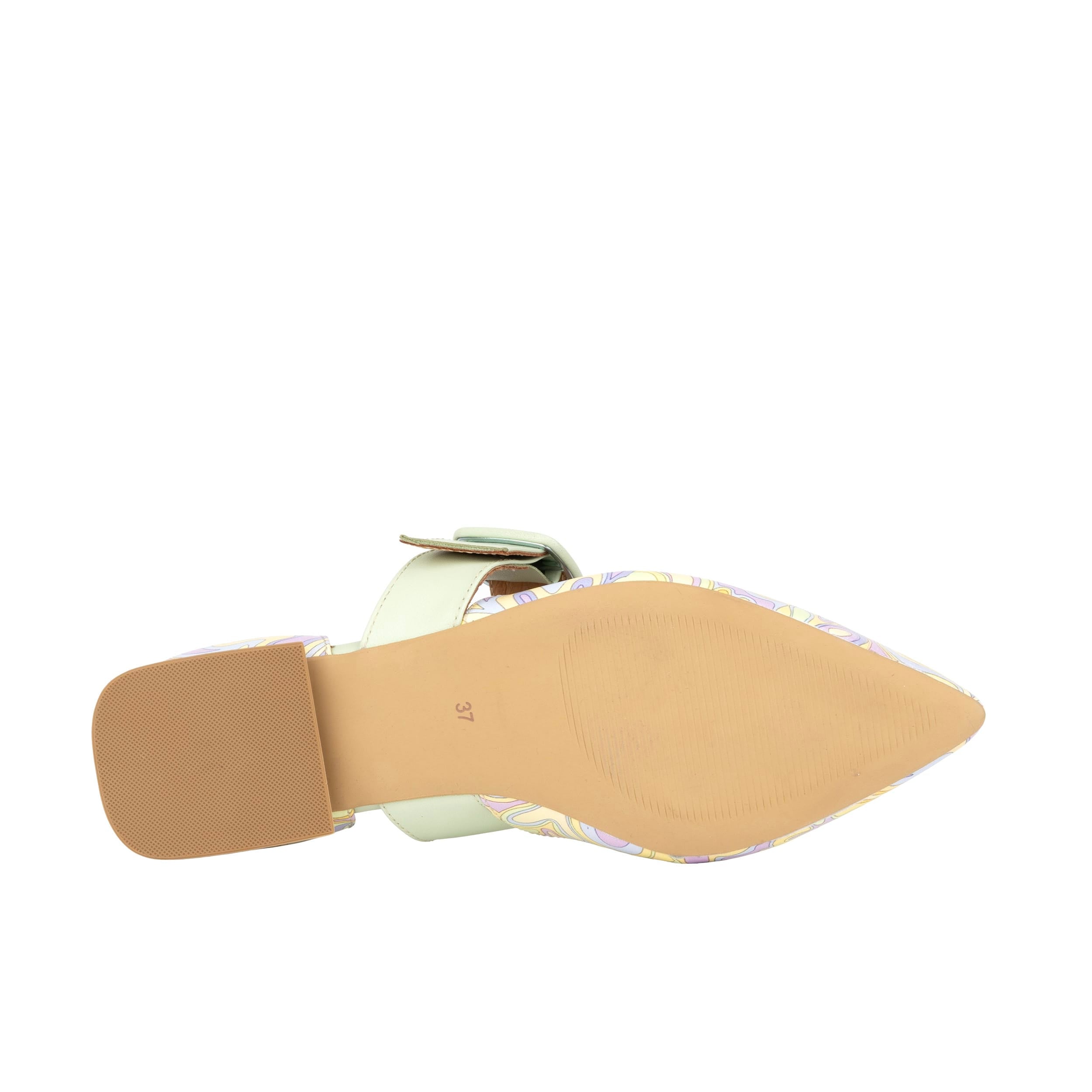 Lush - Pastel Mint Multi - Women's leather pointed ballet pump with buckle strap