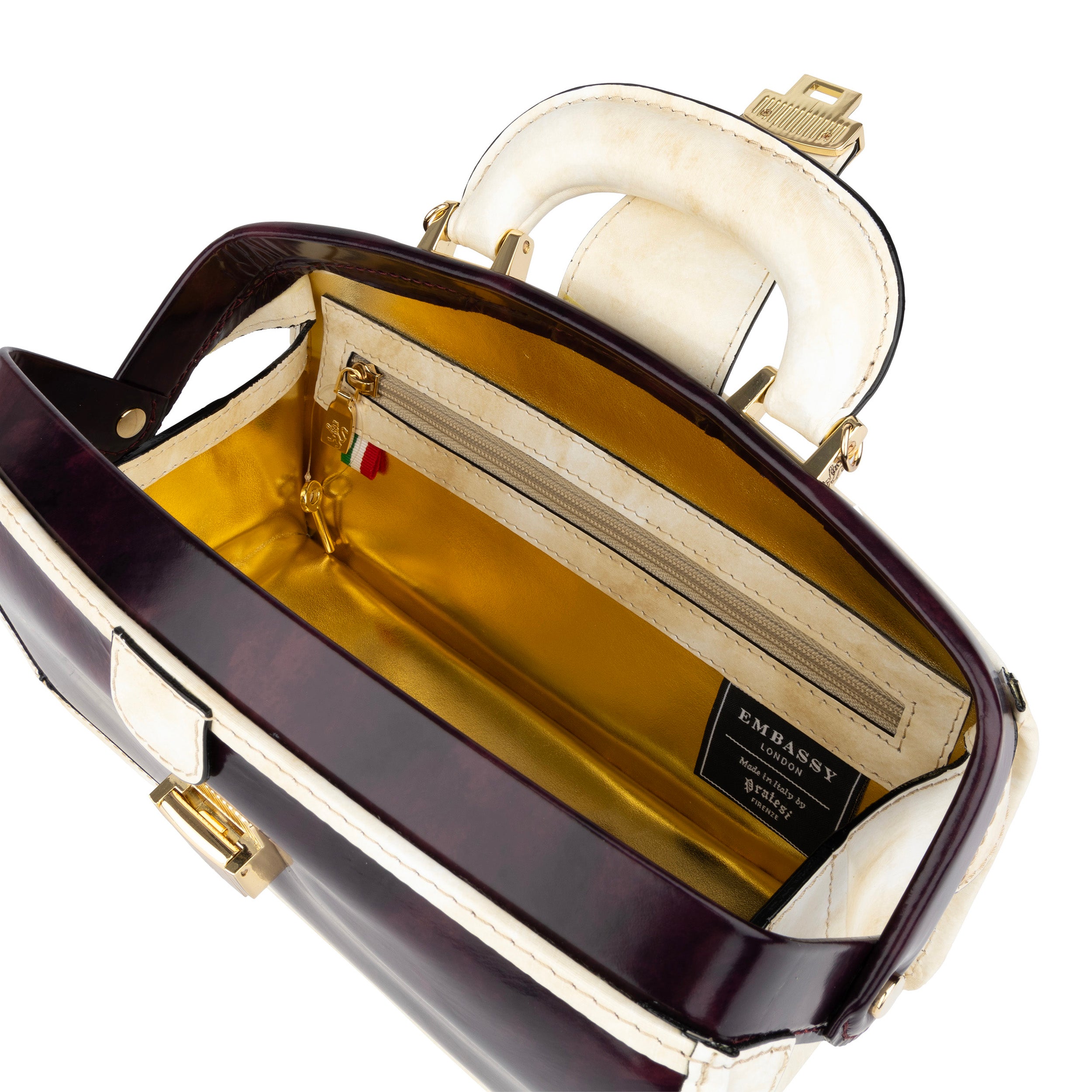 Gazelle - Burgundy & Cream - Women’s patent leather top handle & crossbody bag