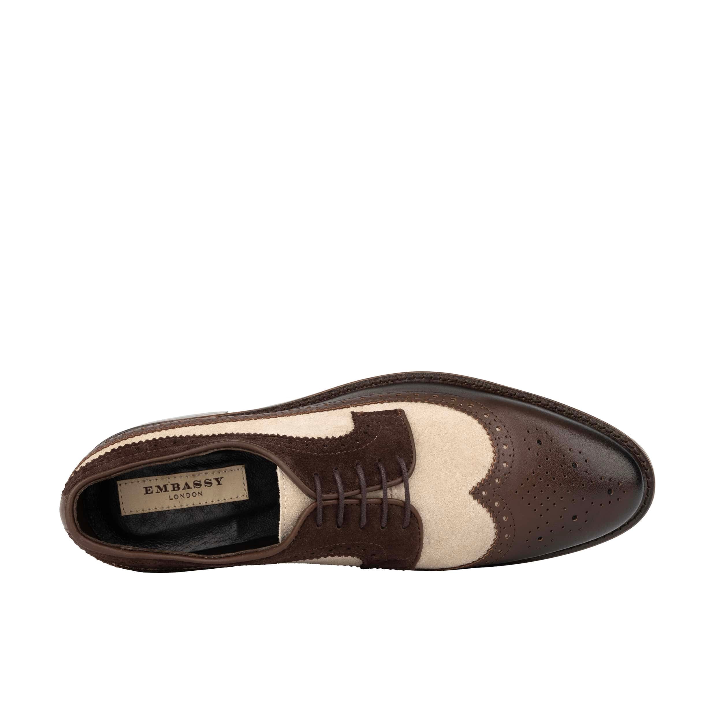 Alexander - Tan & Brown - Men's Multi-Textured Leather & Suede Wingtip Brogue