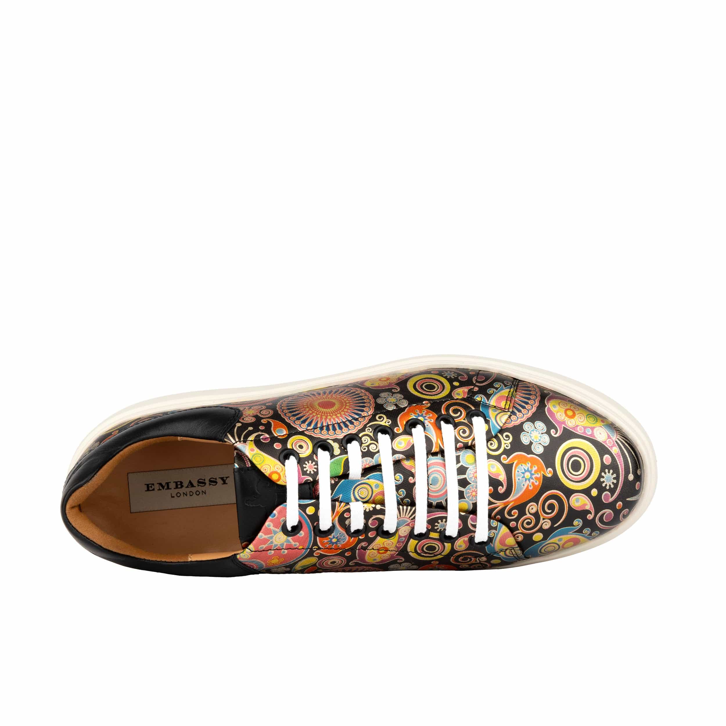 Sun City - Navy & Pink - Men's white sole trainer in eye catching soft leather