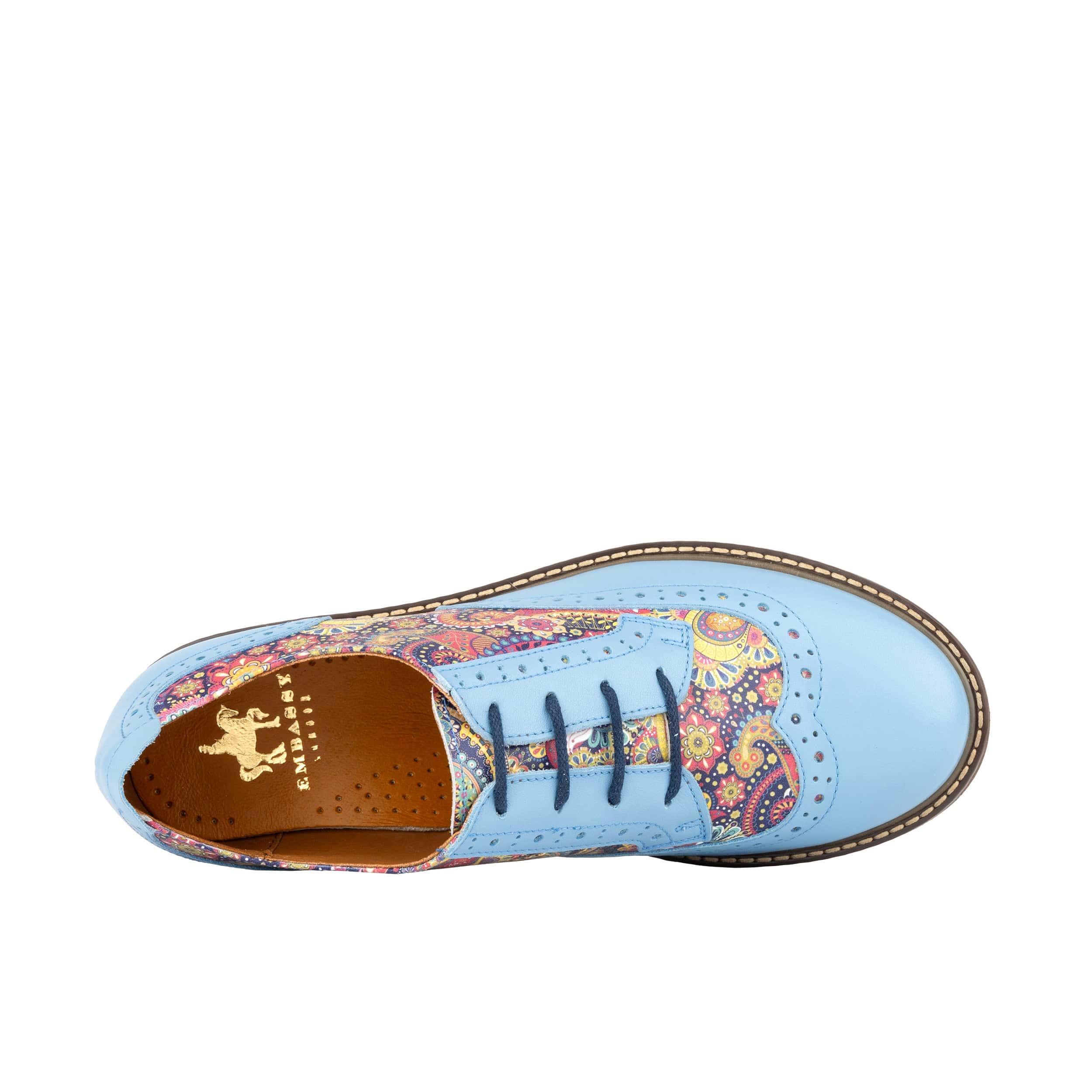DreamFiters - Light Blue - Women's round toe leather derby shoe on durable sole