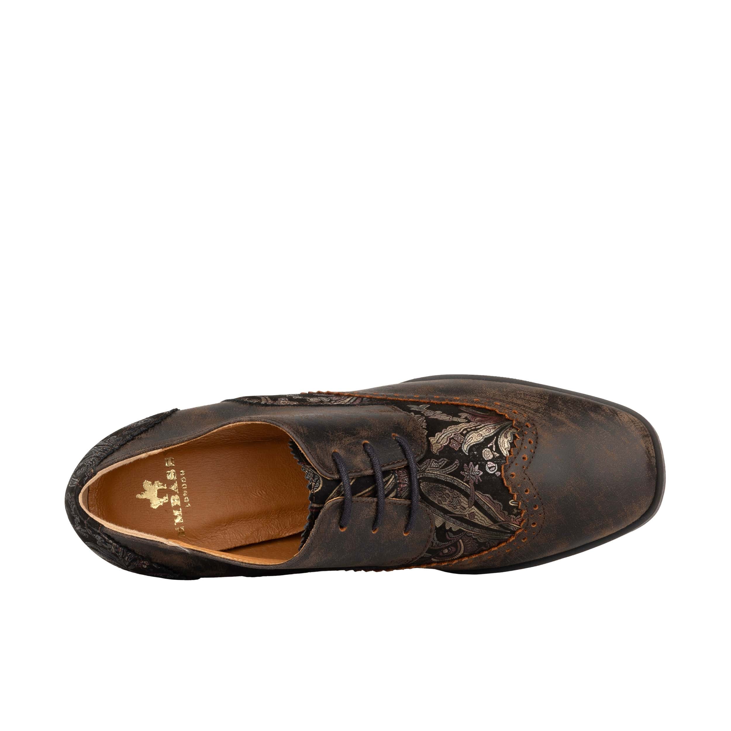 Ziggy - Brown Print - Women’s Leather & Paisley Lace-up Brogue Heel