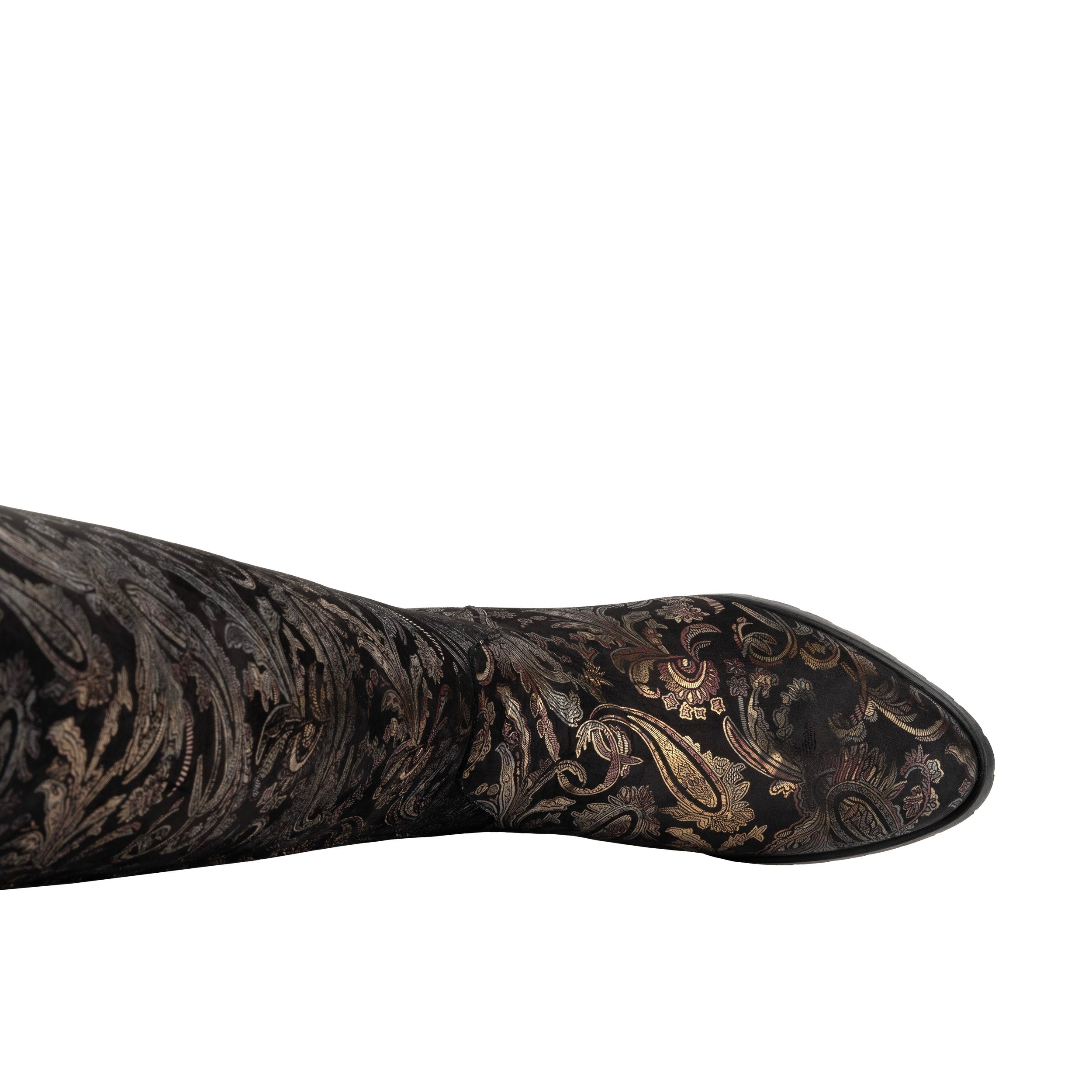 Rubix - Black & Gold & Burgundy - Women's full length zip long boot