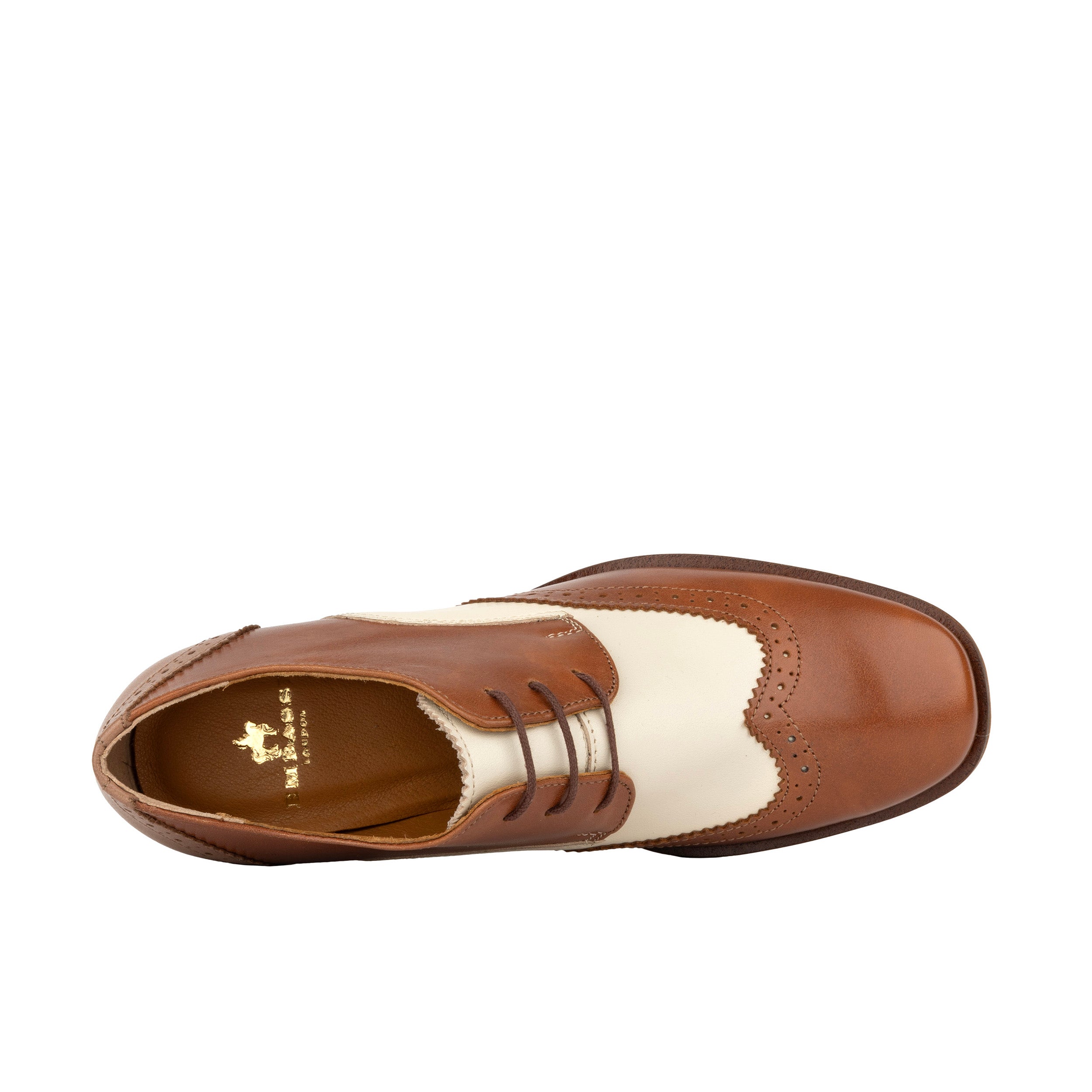 Ziggy - Brown & Cream - Women’s Leather Lace-up Brogue Heel