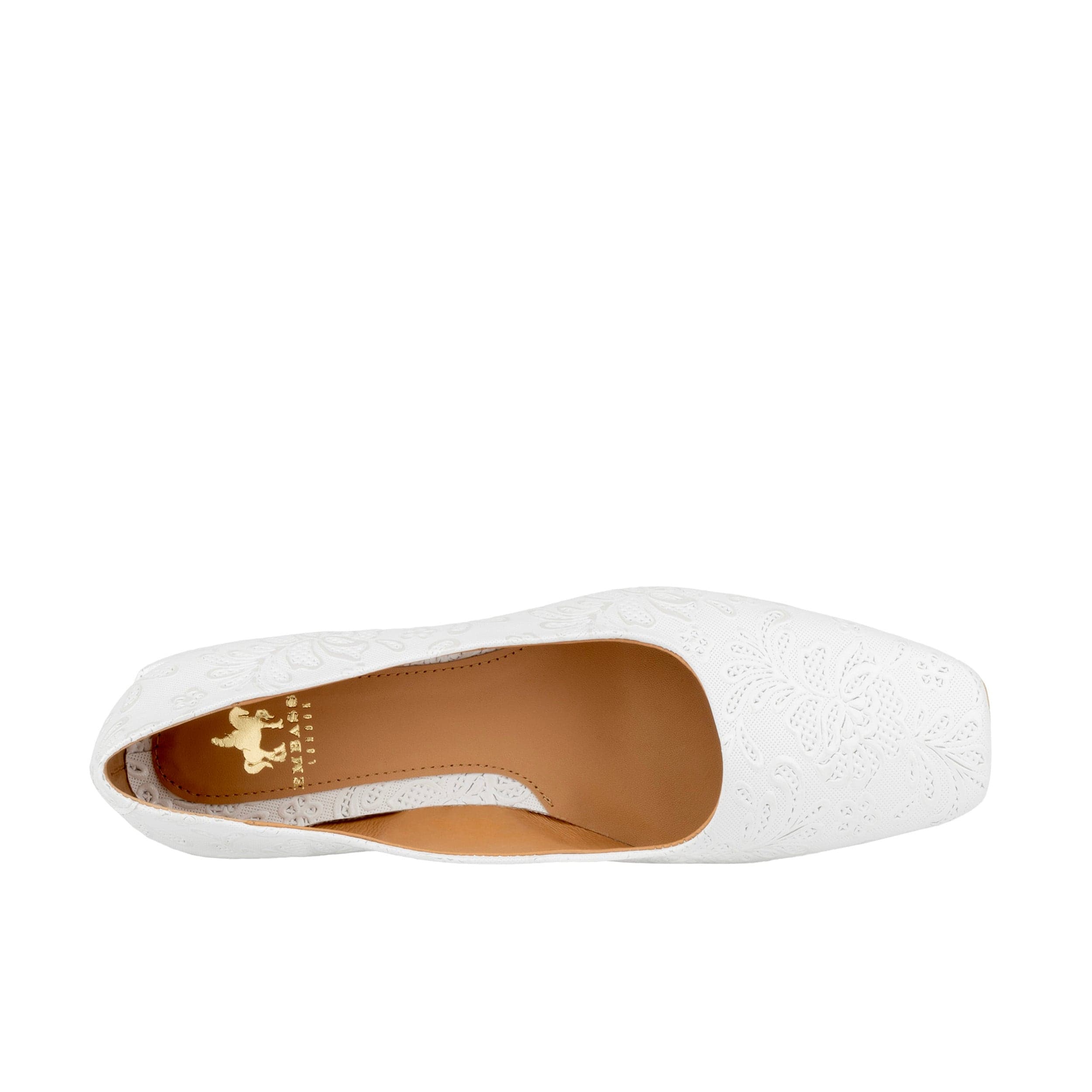 Ballerina - Wedding White - Women's low heel leather ballet flat