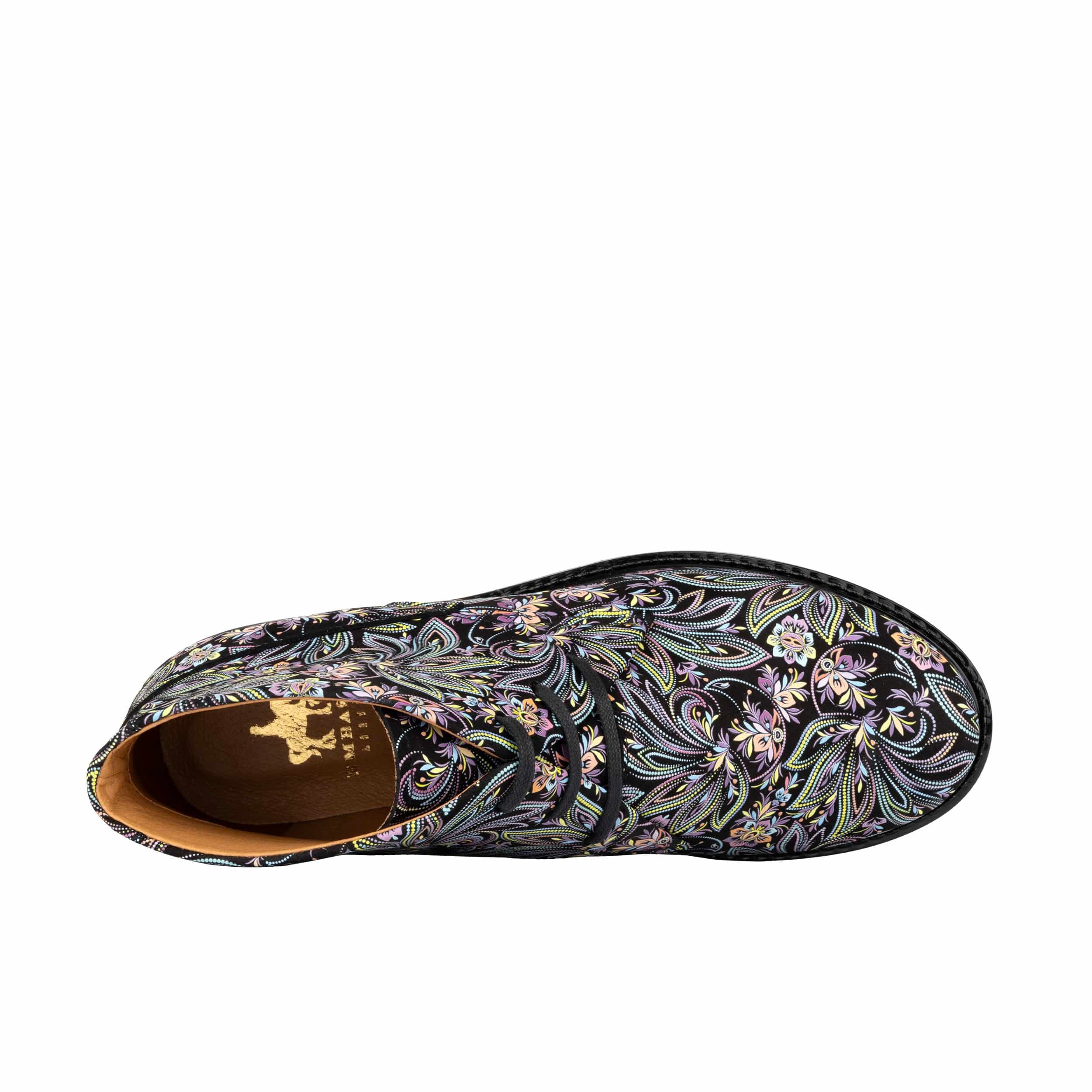 Laviva - Dark Floral - Women's Leather Round Toe Ankle Boot