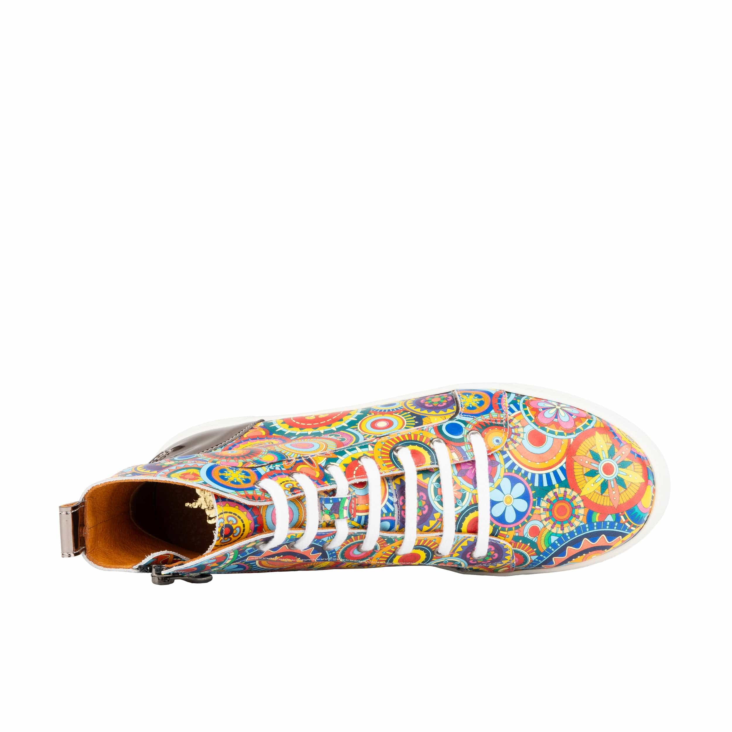 Camila High - Signature Print - Women's platform sole leather high-top metallic detail trainer