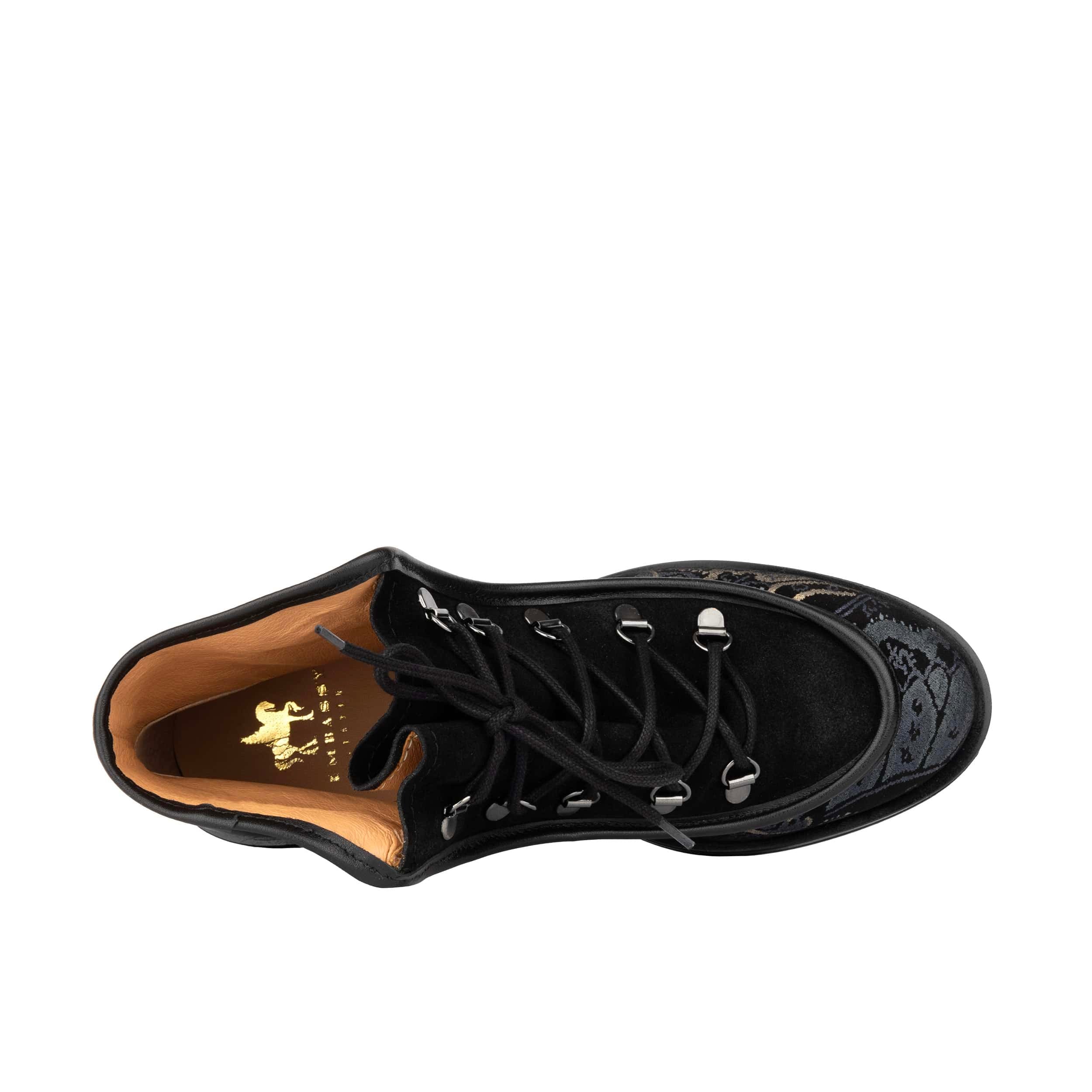 Hedera - Black & Grey & Gold - Women's Suede Alpine Boot