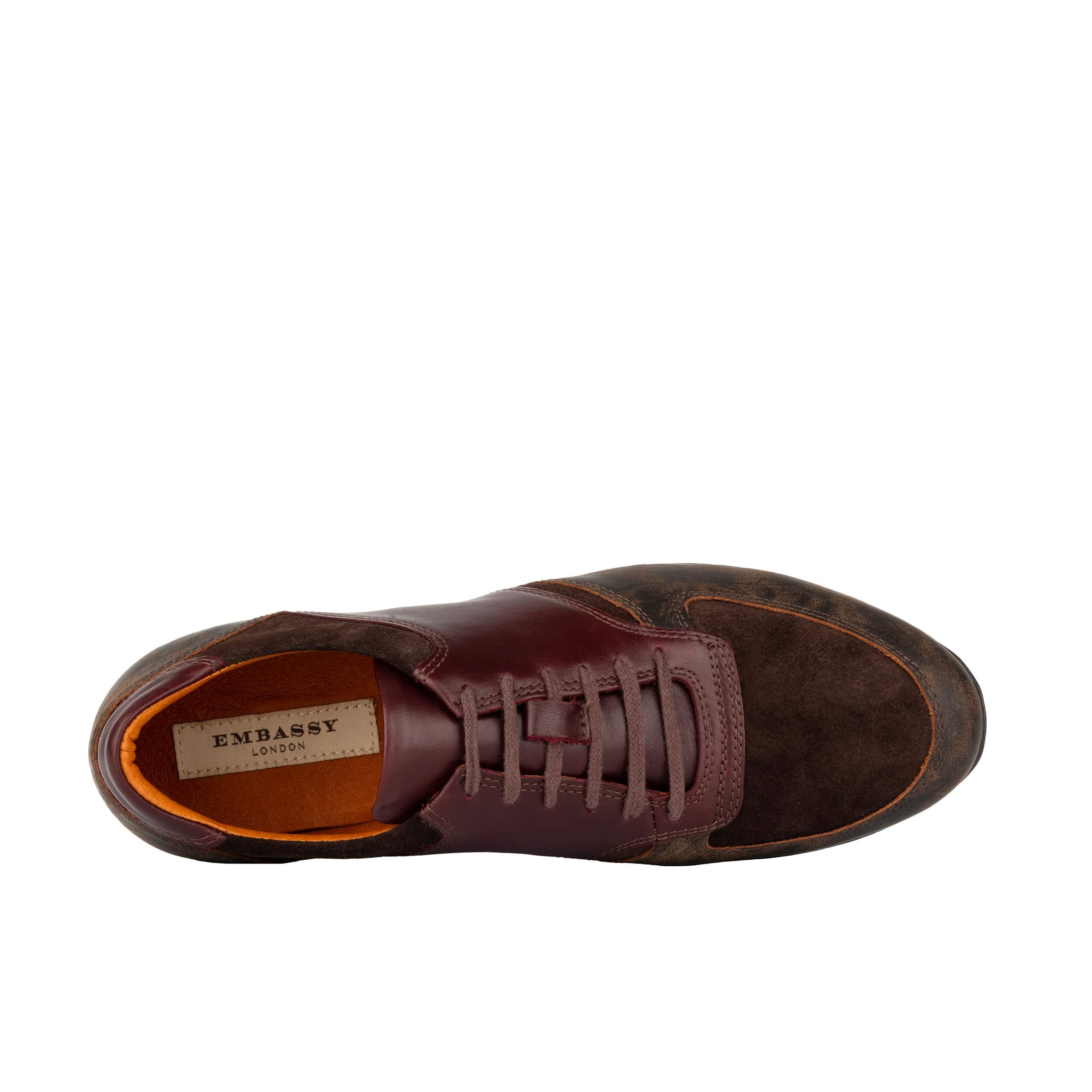 San Francisco - Brown & Burgundy - Men's lace-up leather & suede trainer
