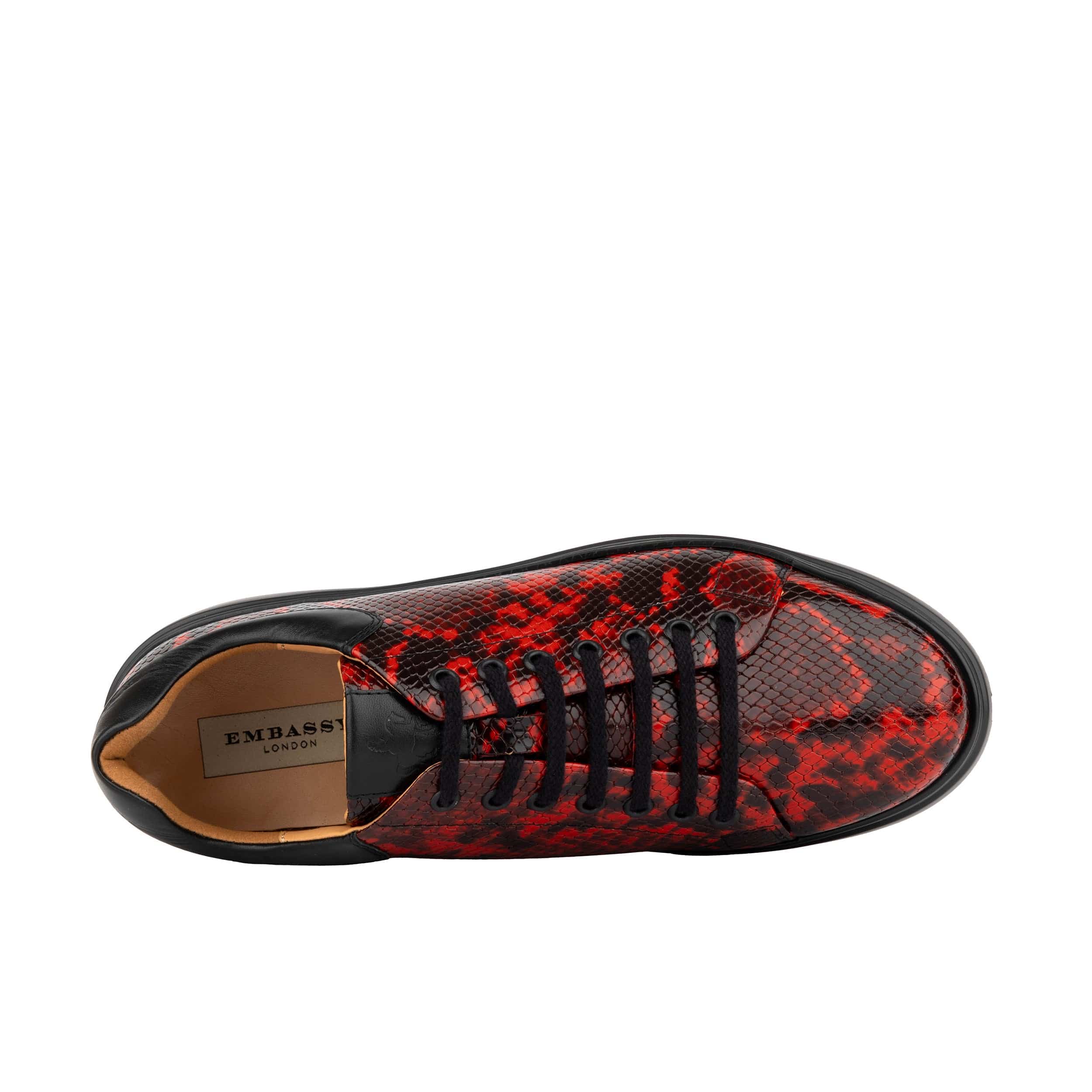 Sun City - Red Snake - Men's Leather Snakeskin Trainer