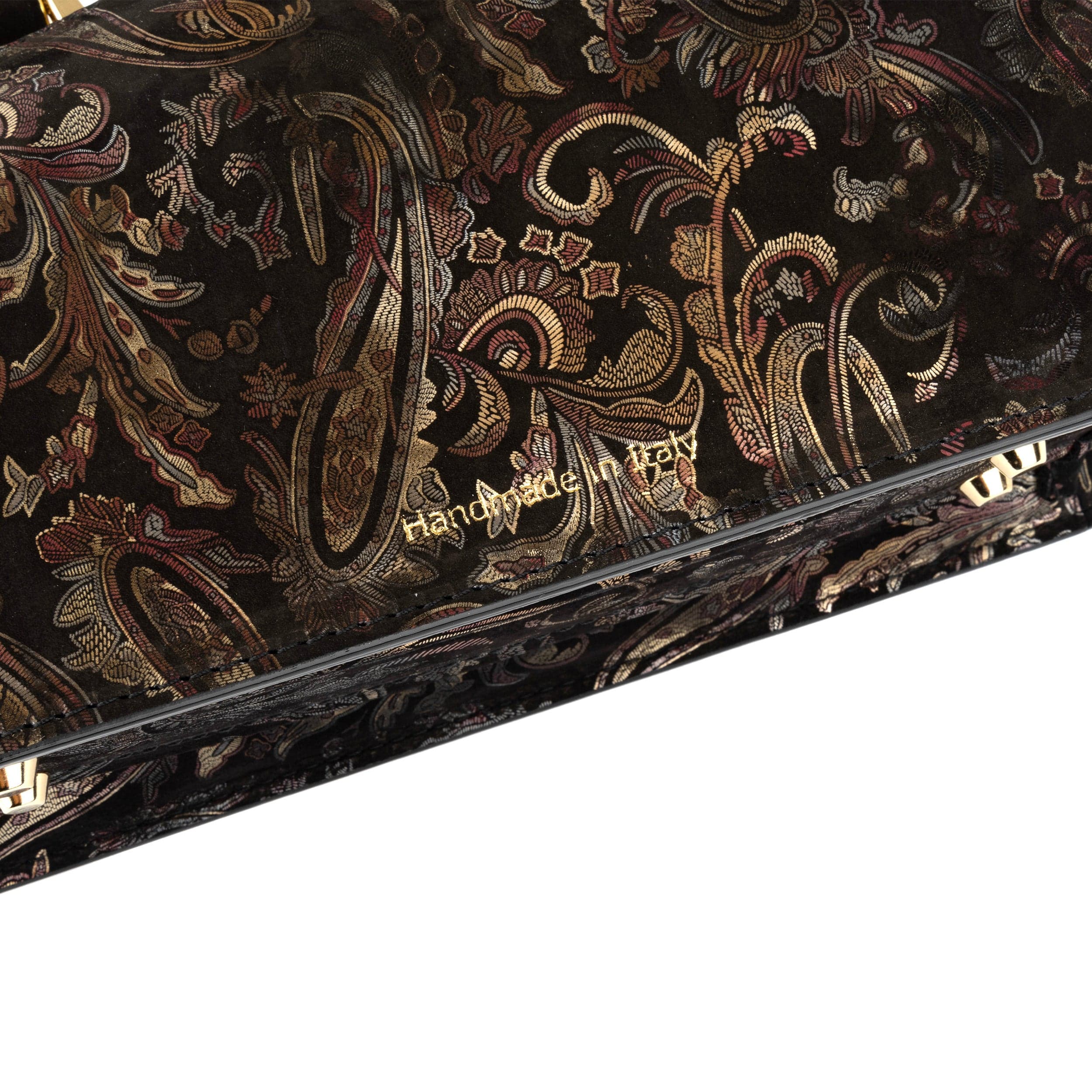 Gazelle - Black & Gold & Burgundy - Women’s patent leather top handle & crossbody bag