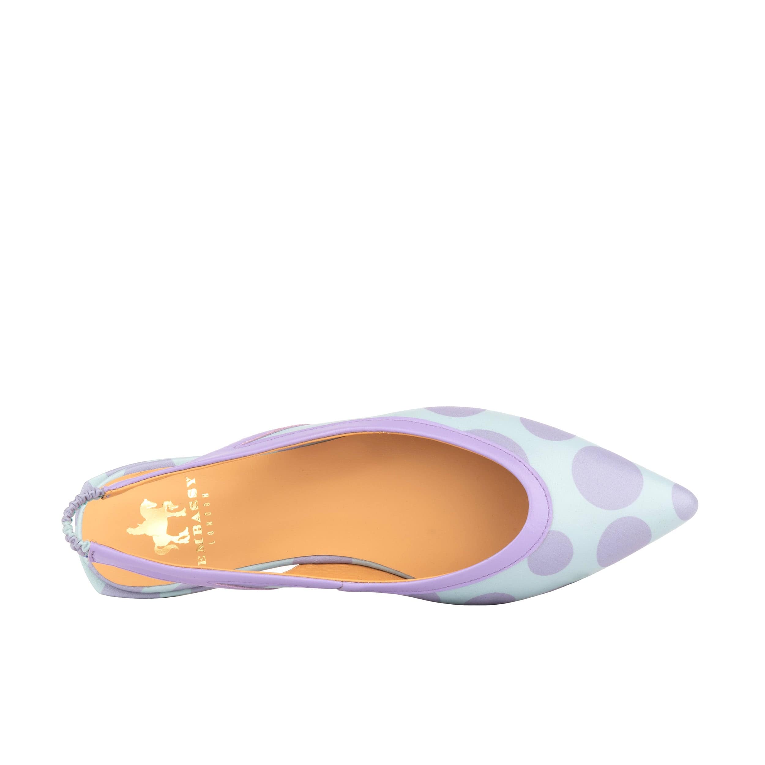 Holly - Pastel Polka Dot - Women's almond closed toe flat leather sling back sandal