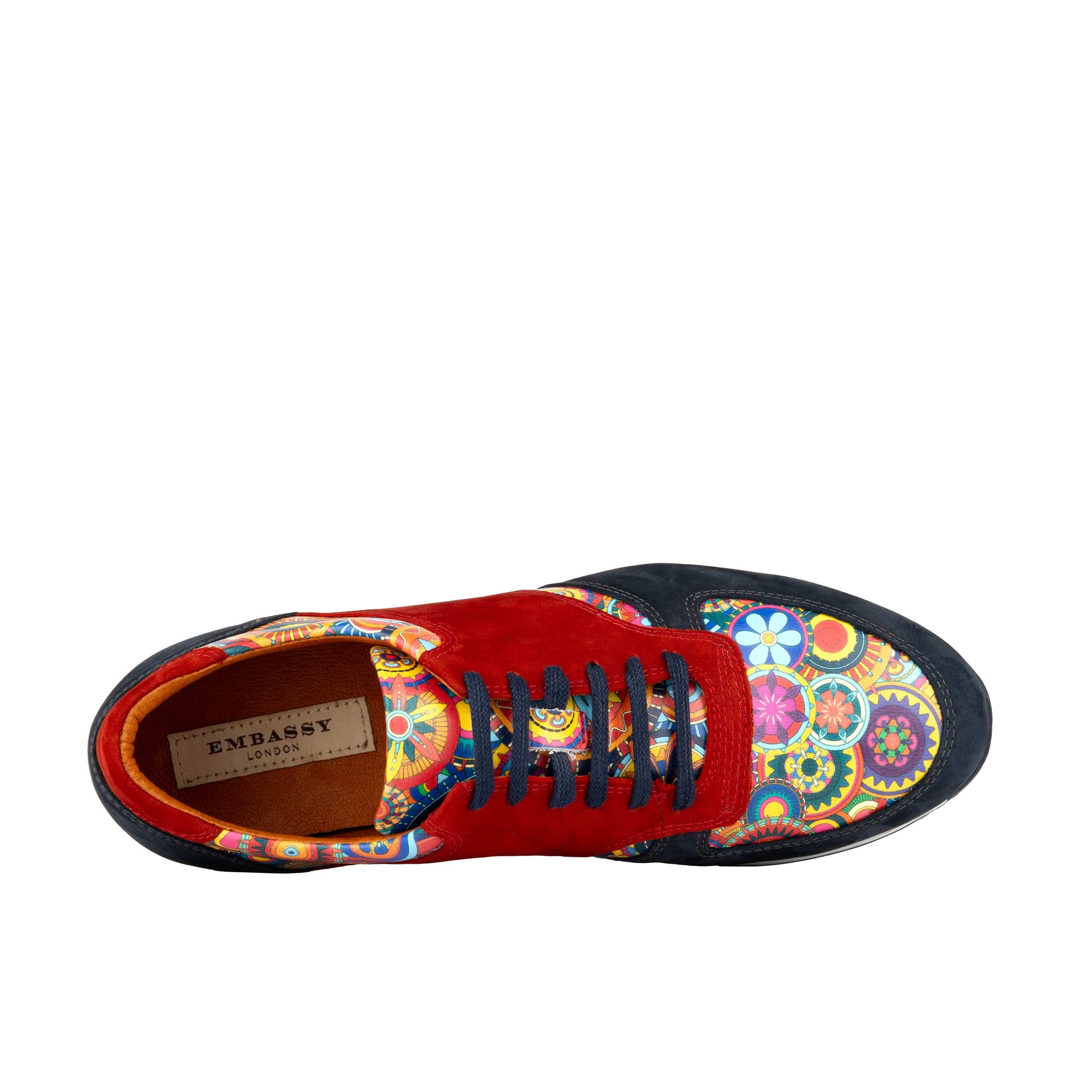 San Francisco - Navy & Red Signature - Men's lace-up leather & suede trainer
