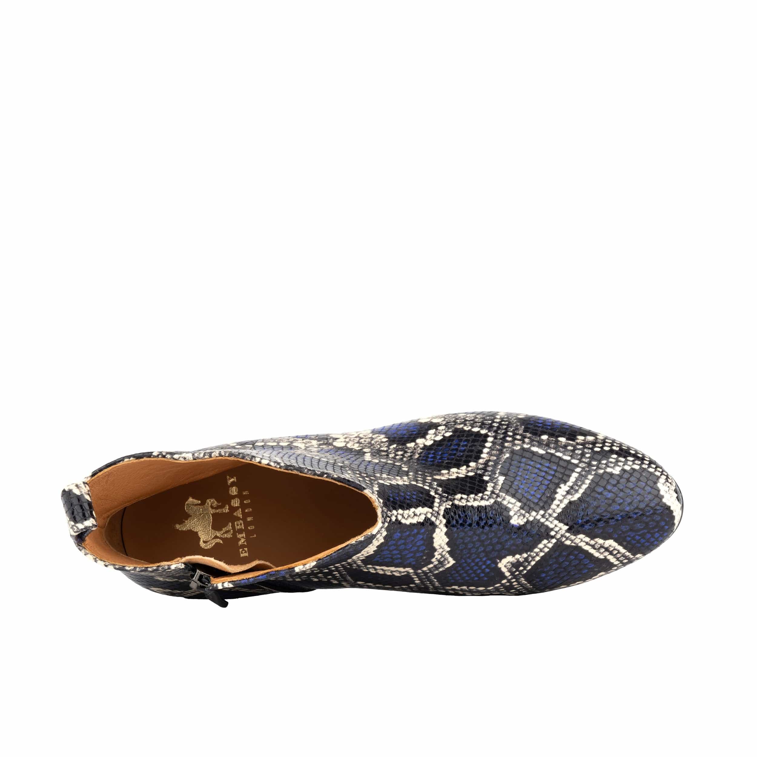 Iris - Blue Snake - Women's leather ankle boot with soft insoles