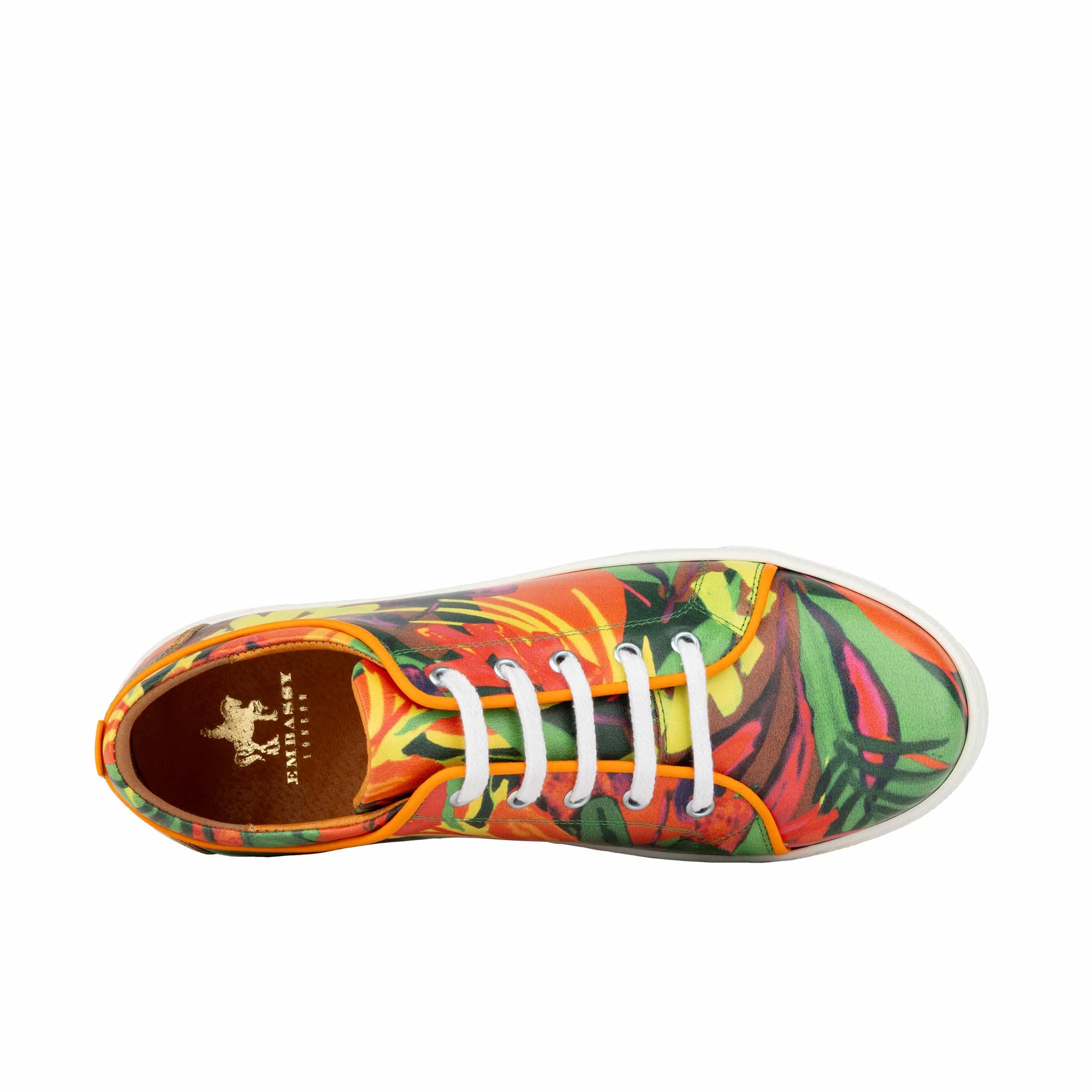 Camila - Tropical - Women's platform sole leather lace-up trainer